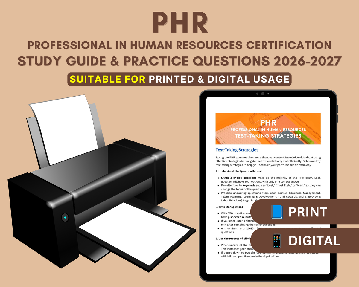 PHR Exam Study Guide 2026-2027: In-Depth Content Review, Practice Tests & Exam Strategies for Aspiring HR Professionals!