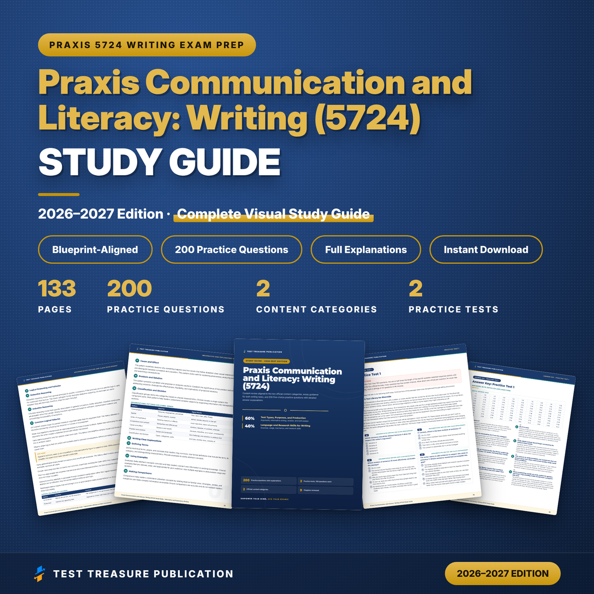 Praxis Communication and Literacy Writing (5724) Study Guide 2026–2027 | Teacher Certification Exam Prep