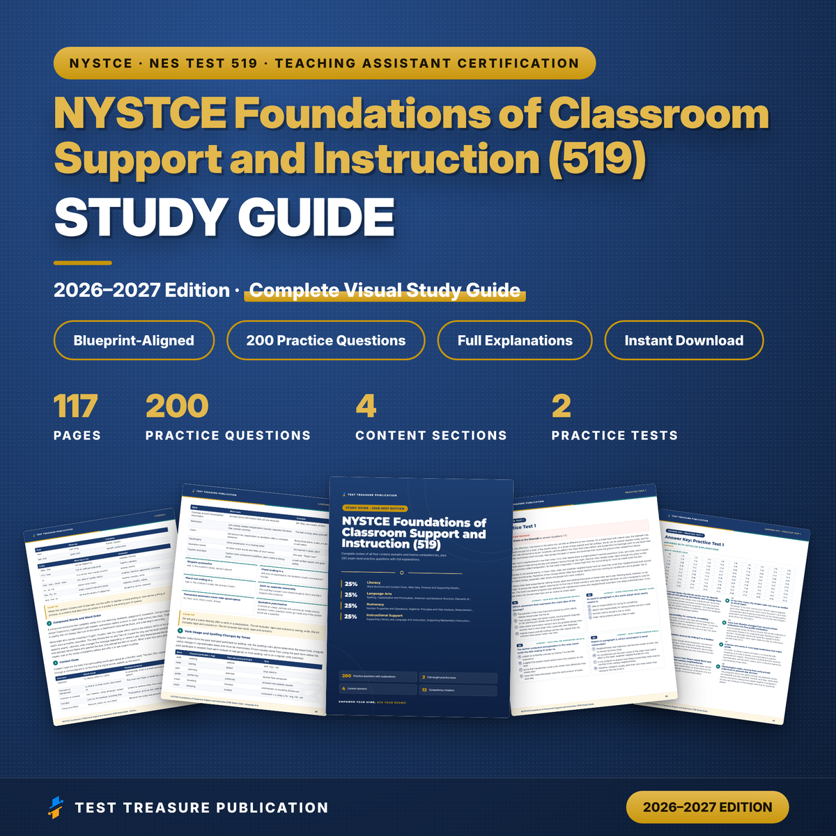 NYSTCE Foundations of Classroom Support and Instruction 519 Study Guide 2026-2027 | NY Teaching Assistant Certification Exam Prep + 2 Practice Tests