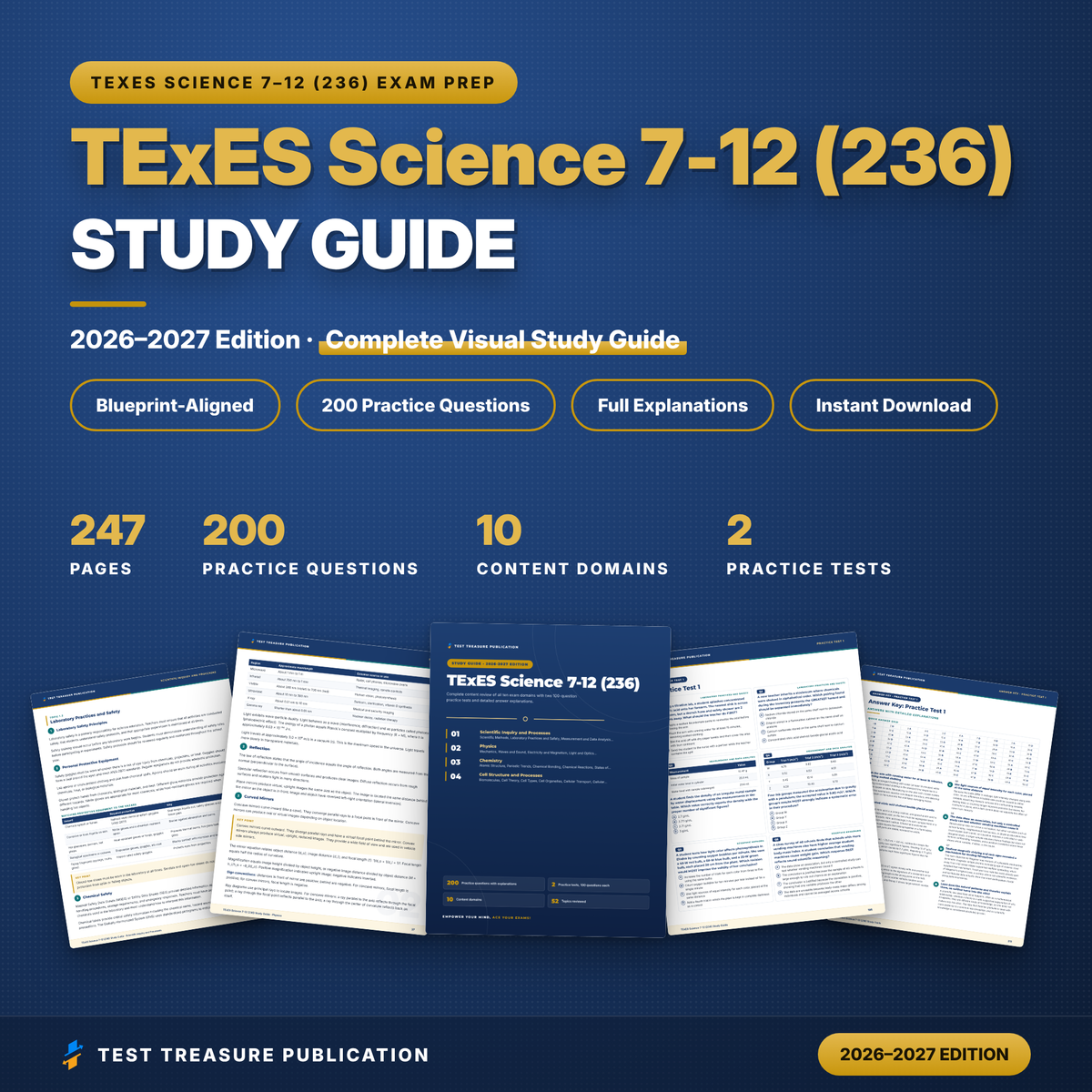 TExES Science 7-12 236 Study Guide 2026–2027 | Texas Science Teacher Certification Prep | 200 Practice Questions | Printable PDF