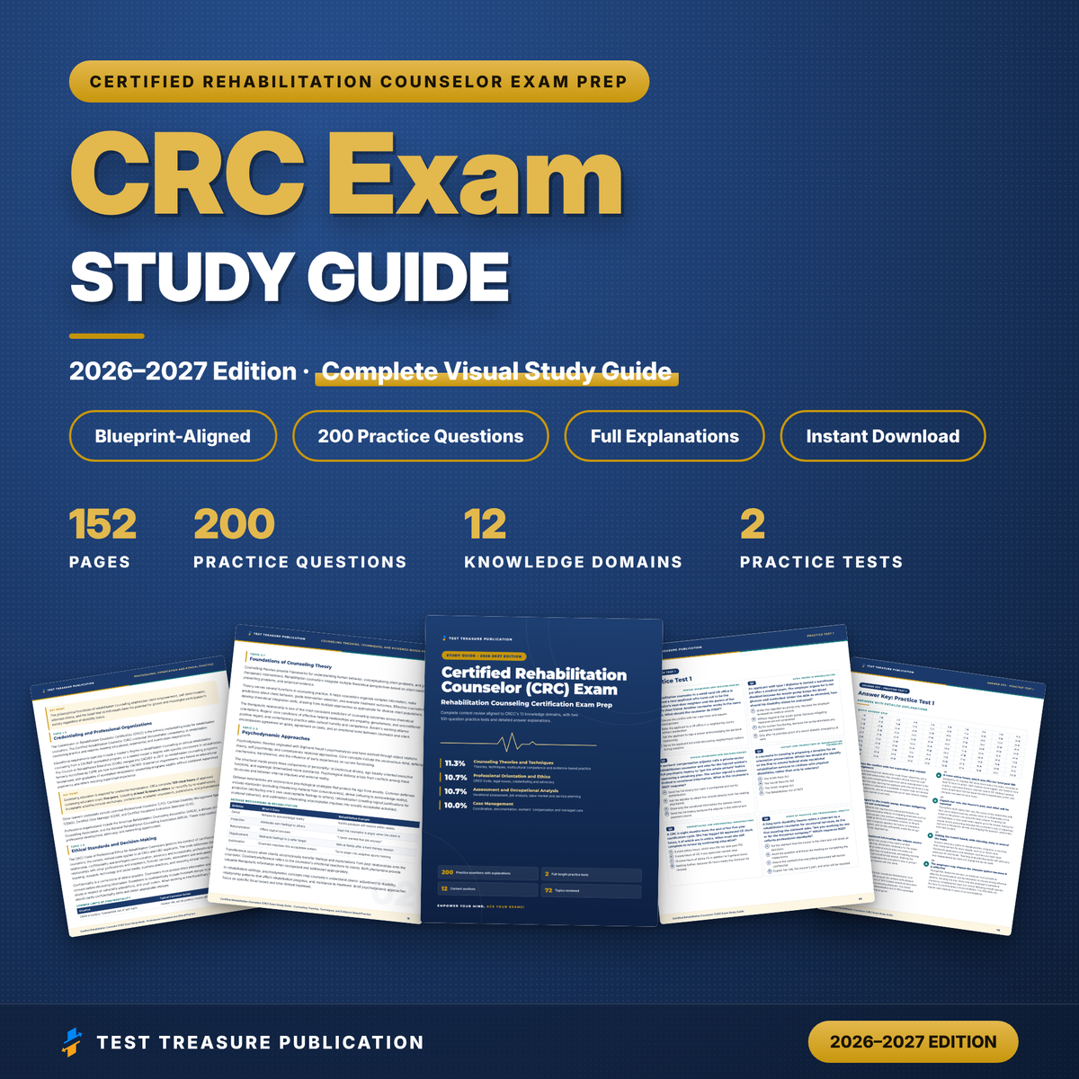 CRC Exam Study Guide 2026–2027 | Certified Rehabilitation Counselor Exam Prep, Illustrated, 200 Practice Questions with Explanations (PDF)