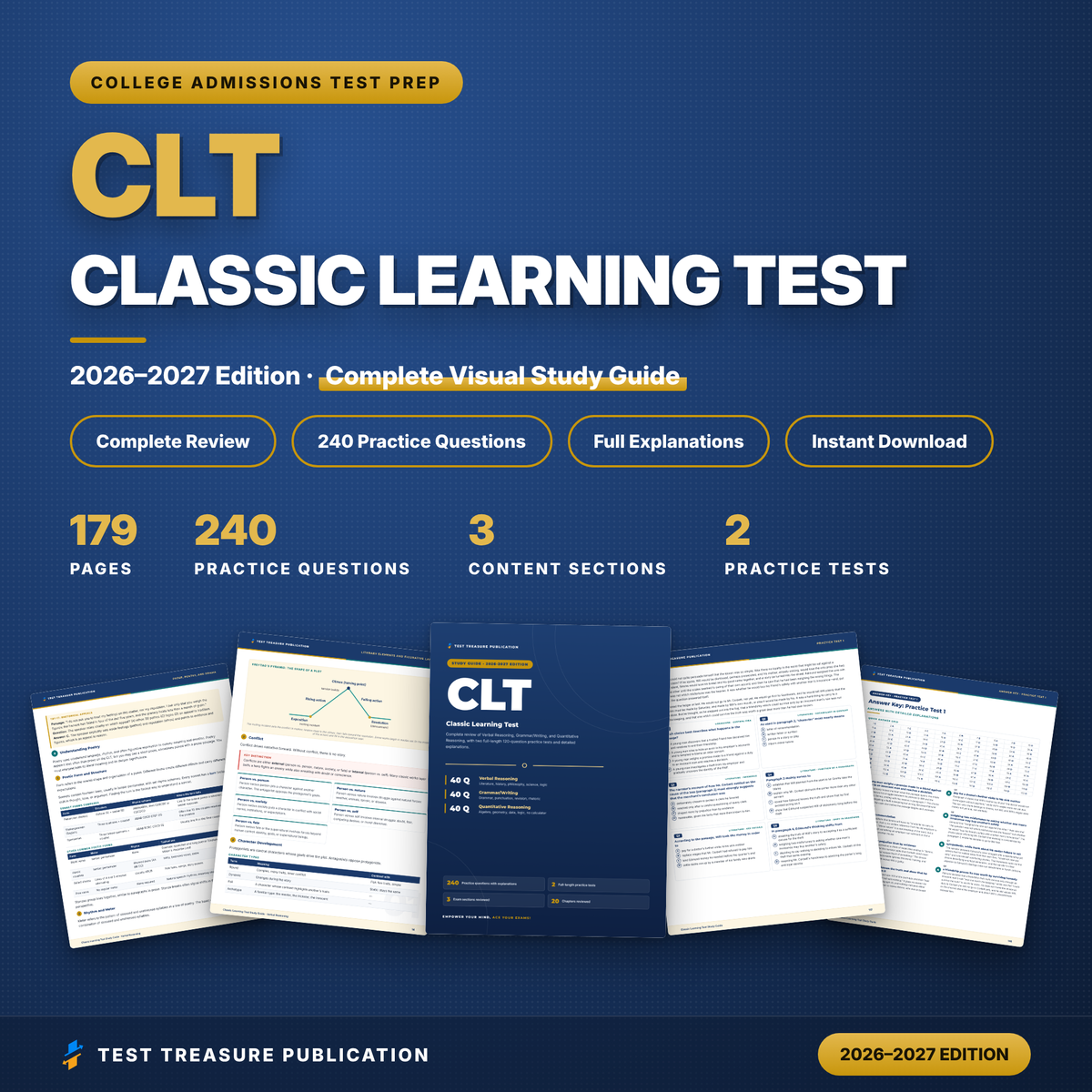 CLT Classic Learning Test Study Guide 2026–2027 | 2 Full-Length Practice Tests, 240 Questions | College Admissions Test Prep PDF