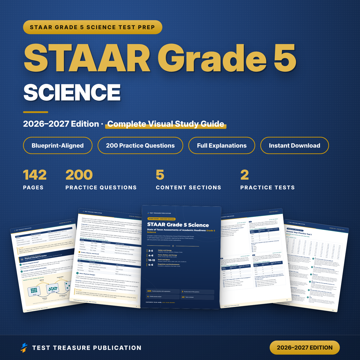 STAAR Grade 5 Science Study Guide 2026–2027 | TEKS-Aligned Review + Practice Tests | Printable PDF