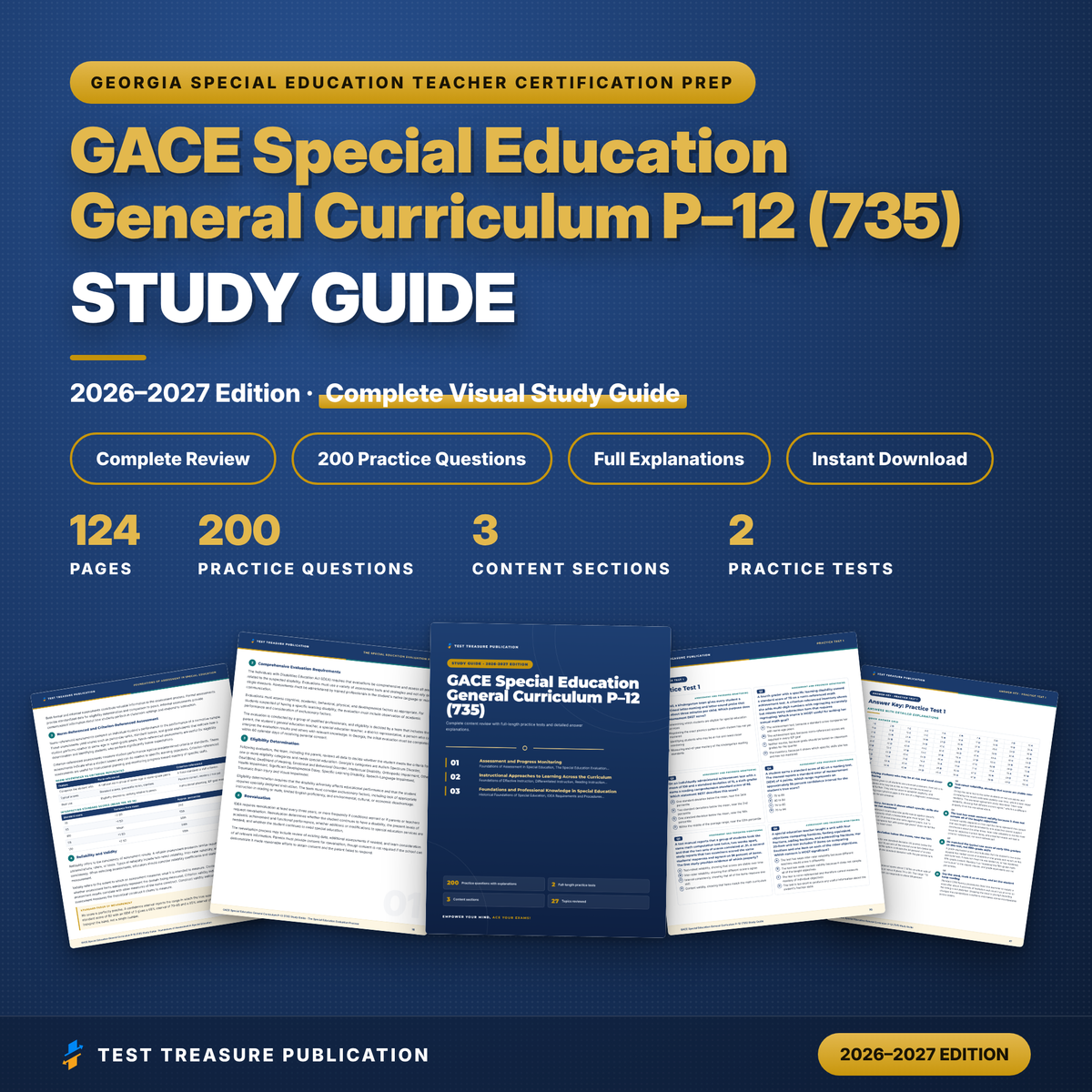 GACE Special Education General Curriculum 735 Study Guide 2026–2027 | GACE Special Ed P-12 Test Prep | 200 Practice Questions PDF
