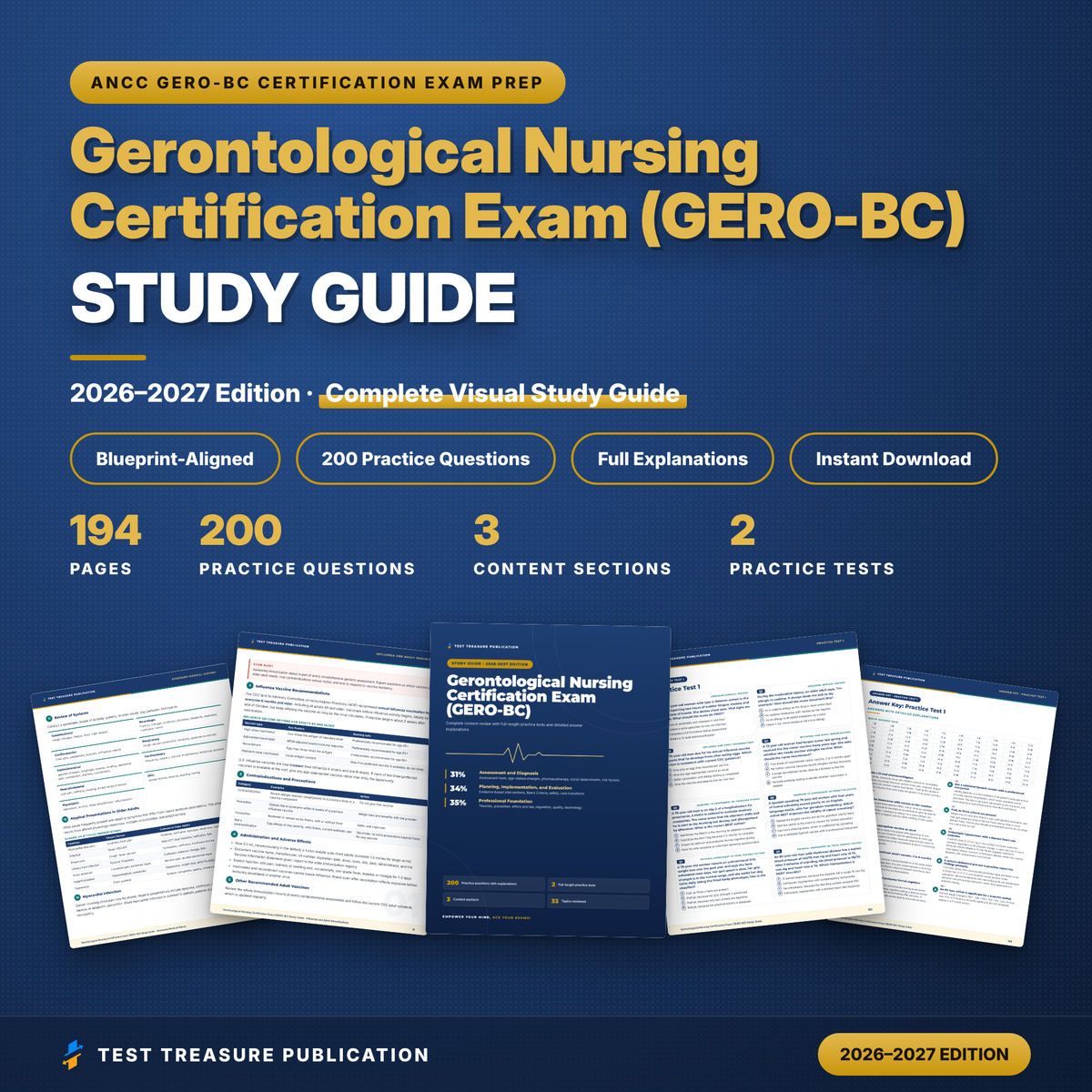 Gerontological Nursing Certification Exam (GERO-BC) Study Guide 2026-2027 | ANCC Gero Nurse Test Prep | 200 Practice Questions PDF