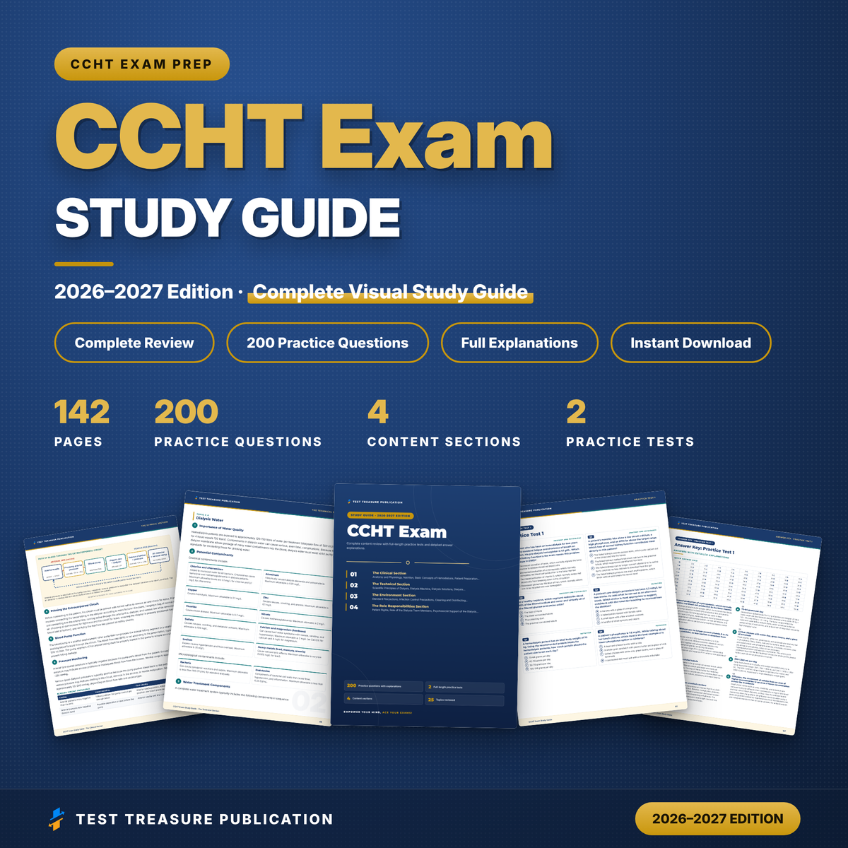CCHT Exam Study Guide 2026–2027 | Certified Clinical Hemodialysis Technician Prep | Dialysis Tech | 200 Practice Questions | PDF
