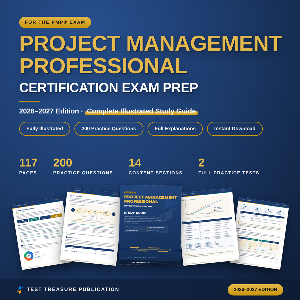 Project Management Professional Study Guide 2026-2027, Certification Exam Prep, Agile & Hybrid Review, 200 Practice Questions, Printable PDF