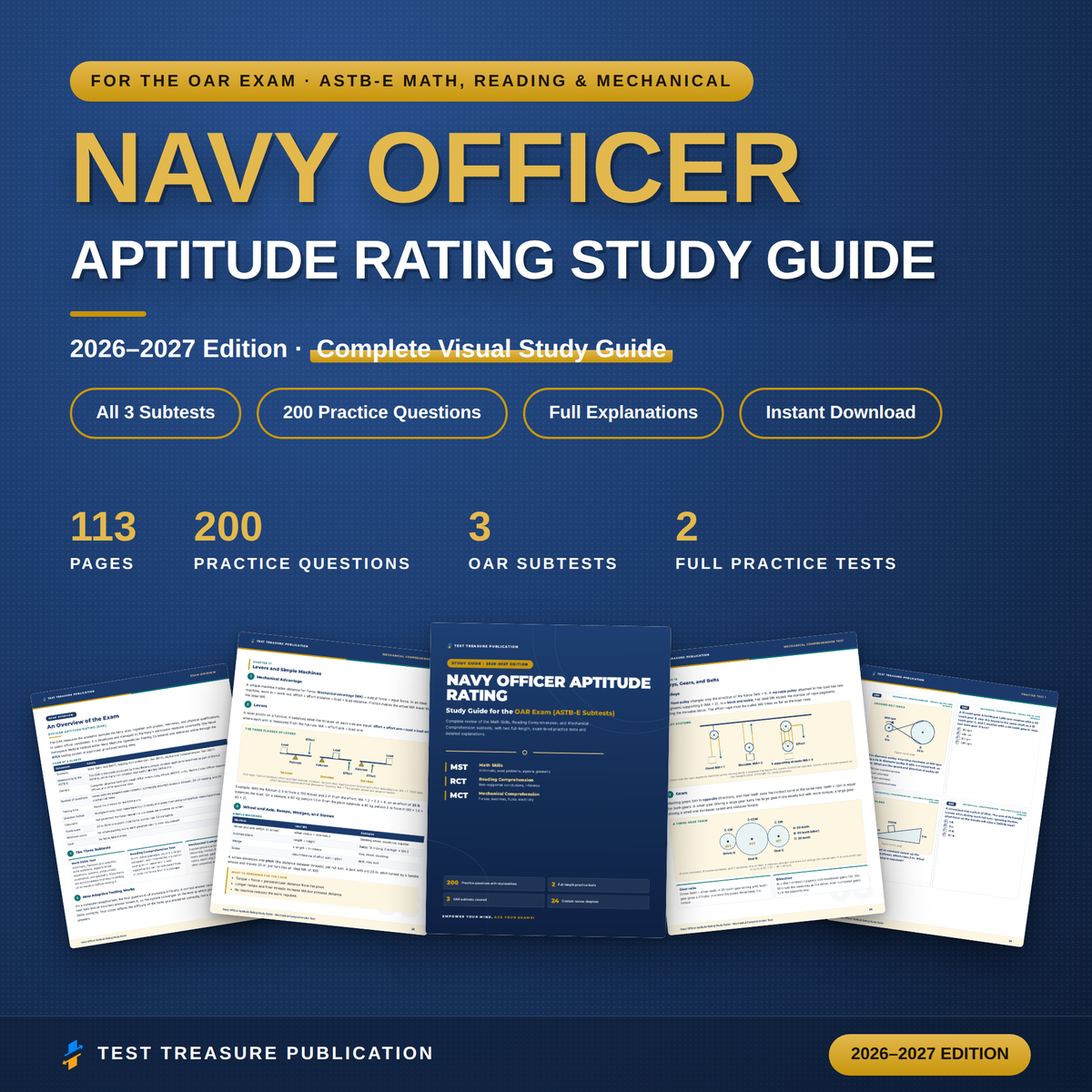 Navy Officer Aptitude Rating Study Guide 2026-2027 for the OAR, Officer Candidate School Test Prep, 200 Practice Questions, Printable PDF