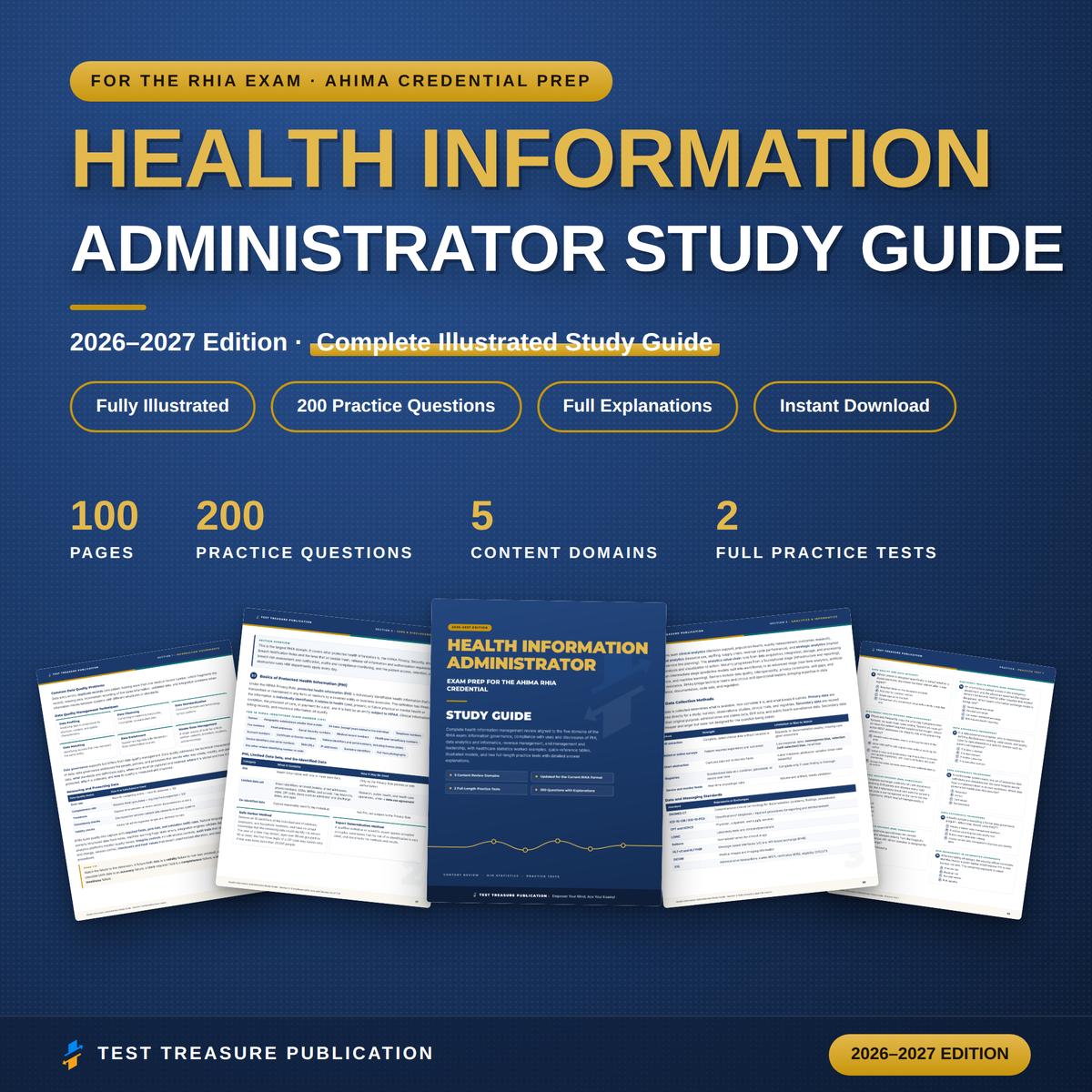 Health Information Administrator Study Guide for the RHIA Exam 2026-2027 | HIM Certification Prep | 200 Practice Questions | Printable PDF