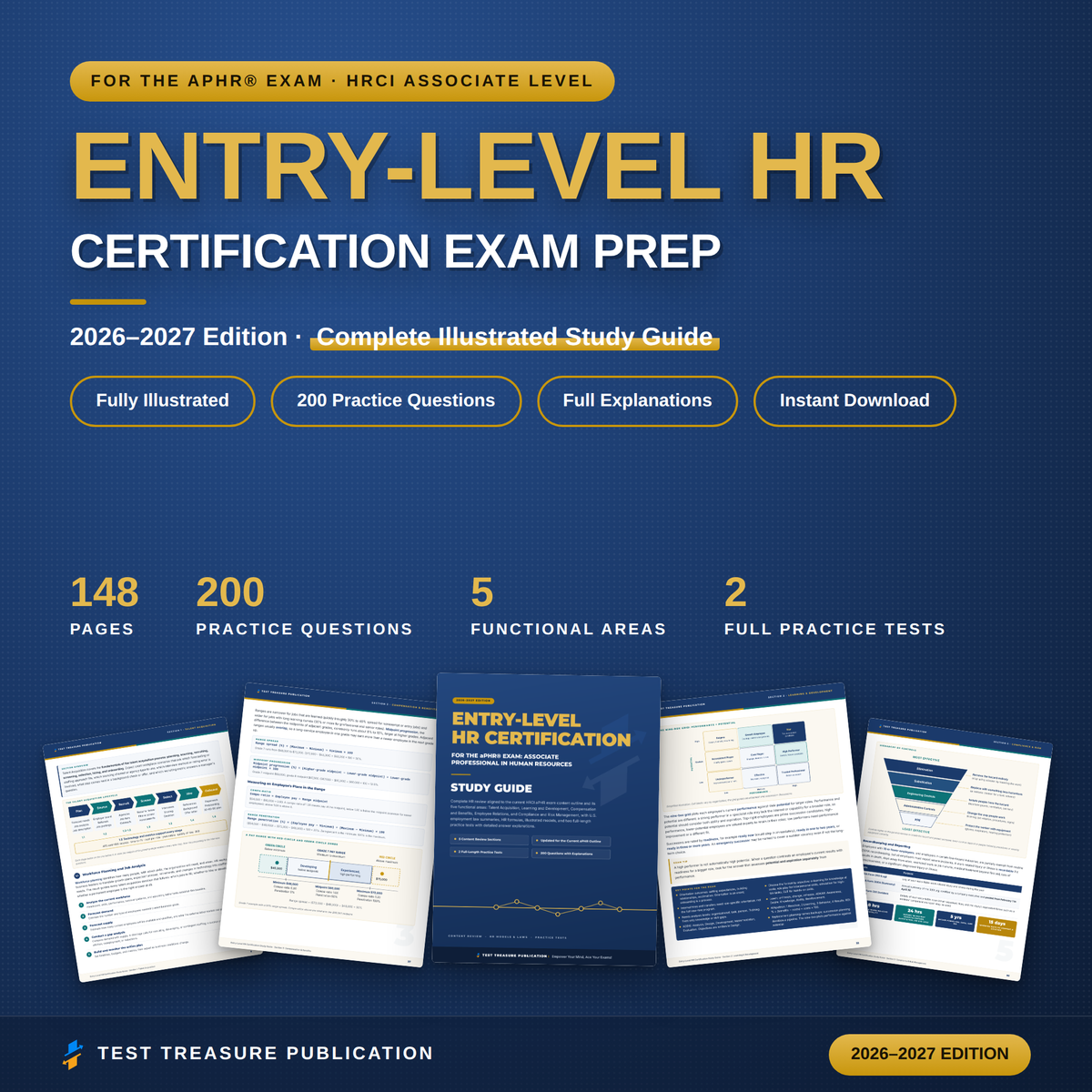 Entry-Level HR Certification Study Guide 2026-2027 for the aPHR Exam, Human Resources Exam Prep, 200 Practice Questions, Printable PDF