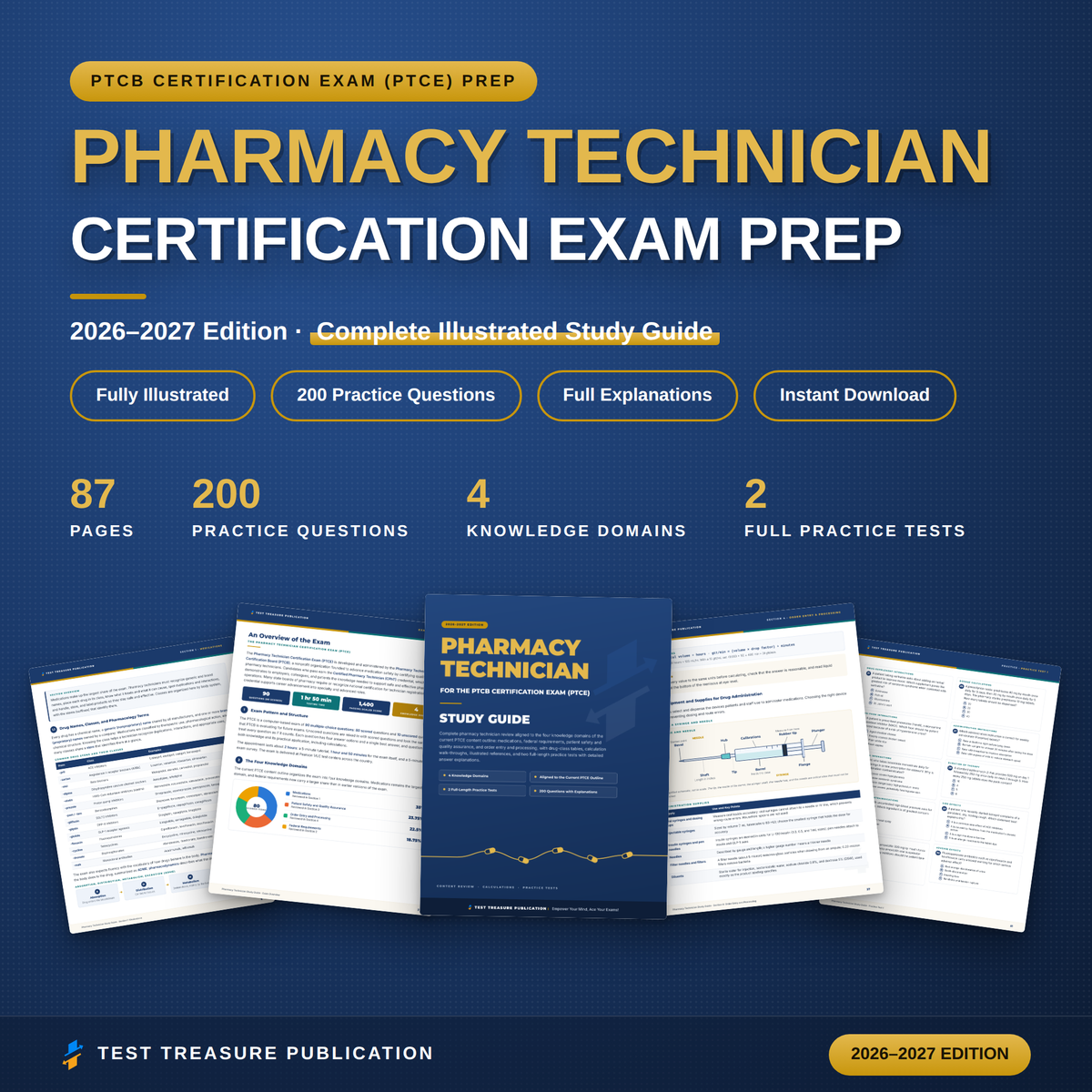 Pharmacy Technician Study Guide 2026-2027 | CPhT Certification Exam Prep | Pharm Tech Practice Test with Answers | Printable PDF