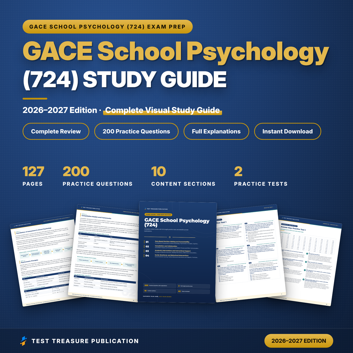GACE School Psychology 724 Study Guide 2026-2027, 200 Practice Questions, Georgia School Psychologist Certification Test Prep PDF