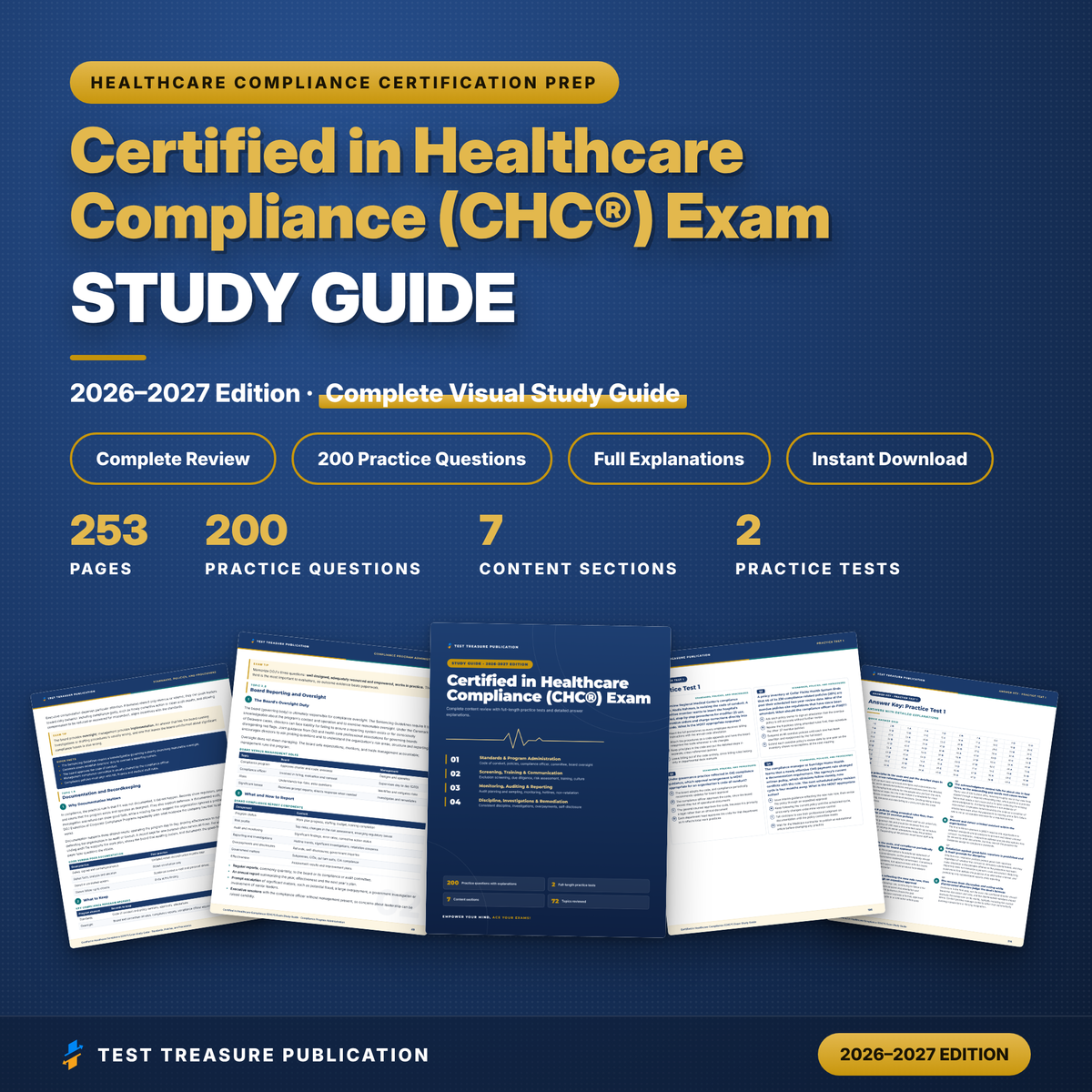 CHC Exam Study Guide 2026–2027 | Certified in Healthcare Compliance Prep | Compliance Officer Certification | 200 Practice Questions | PDF