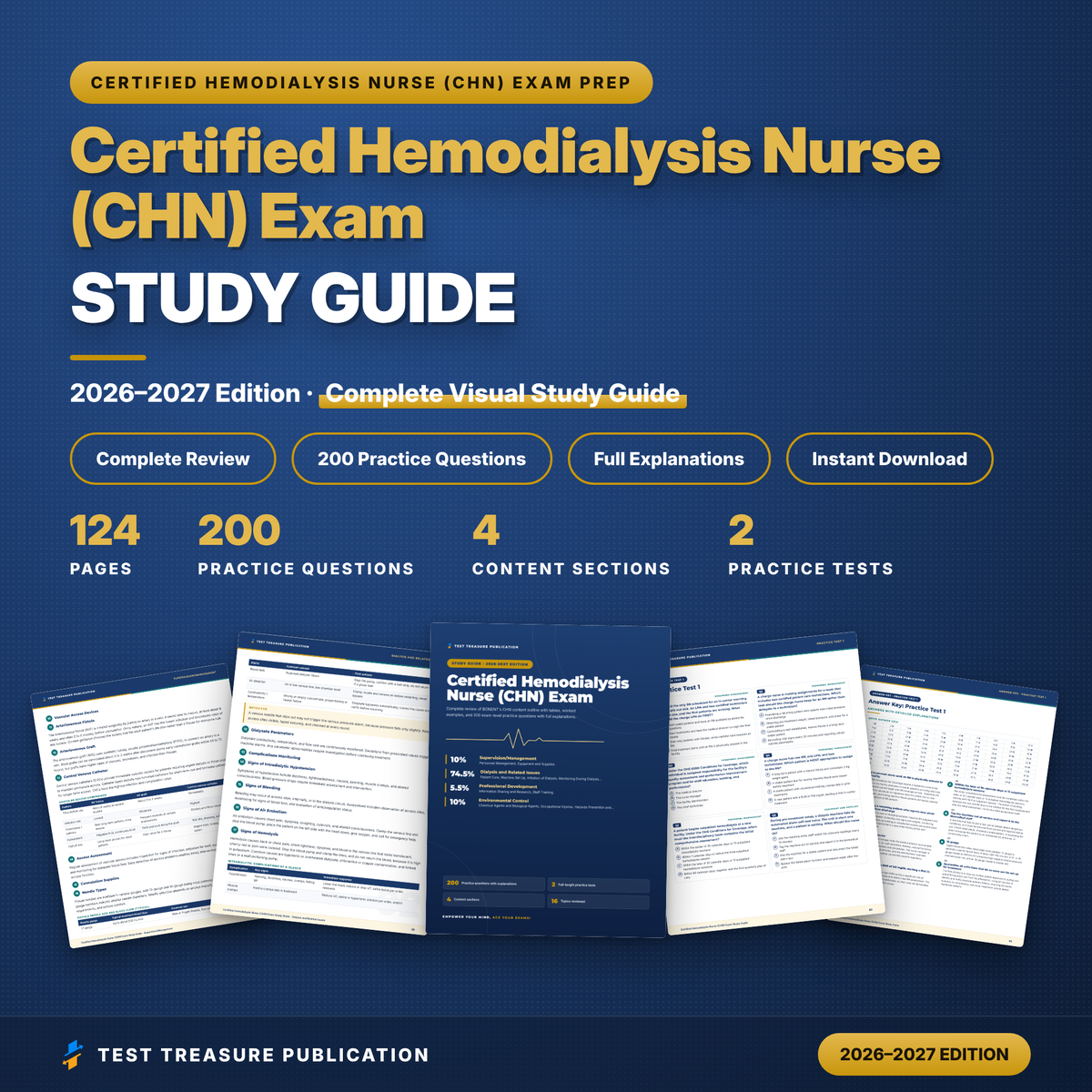 Certified Hemodialysis Nurse CHN Exam Study Guide 2026–2027 | BONENT Dialysis Nurse Prep | Nephrology RN LPN | 200 Practice Questions | PDF