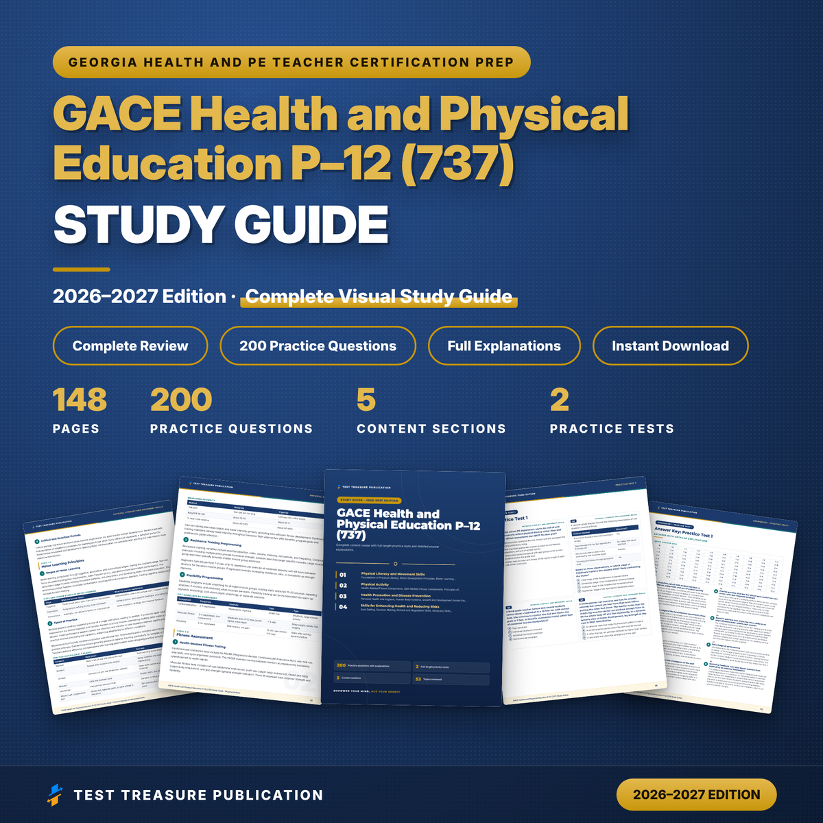 GACE Health and Physical Education 737 Study Guide 2026–2027 | GACE Health PE P-12 Test Prep | 200 Practice Questions PDF