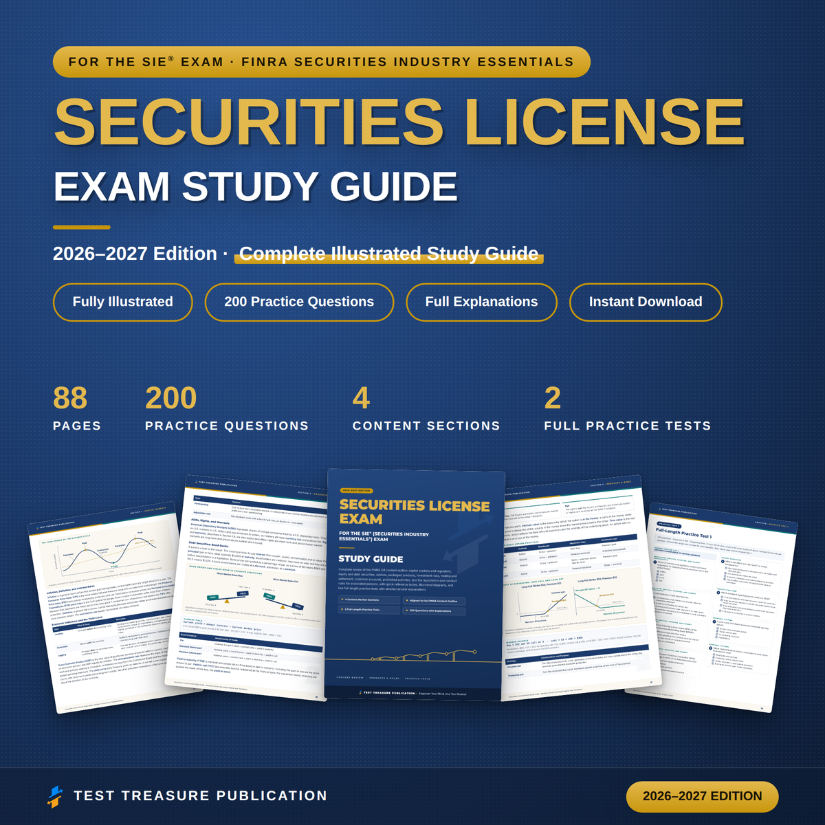 Securities License Exam Study Guide 2026-2027 for the SIE Exam, Stockbroker Exam Prep, Finance Career, 200 Practice Questions, PDF