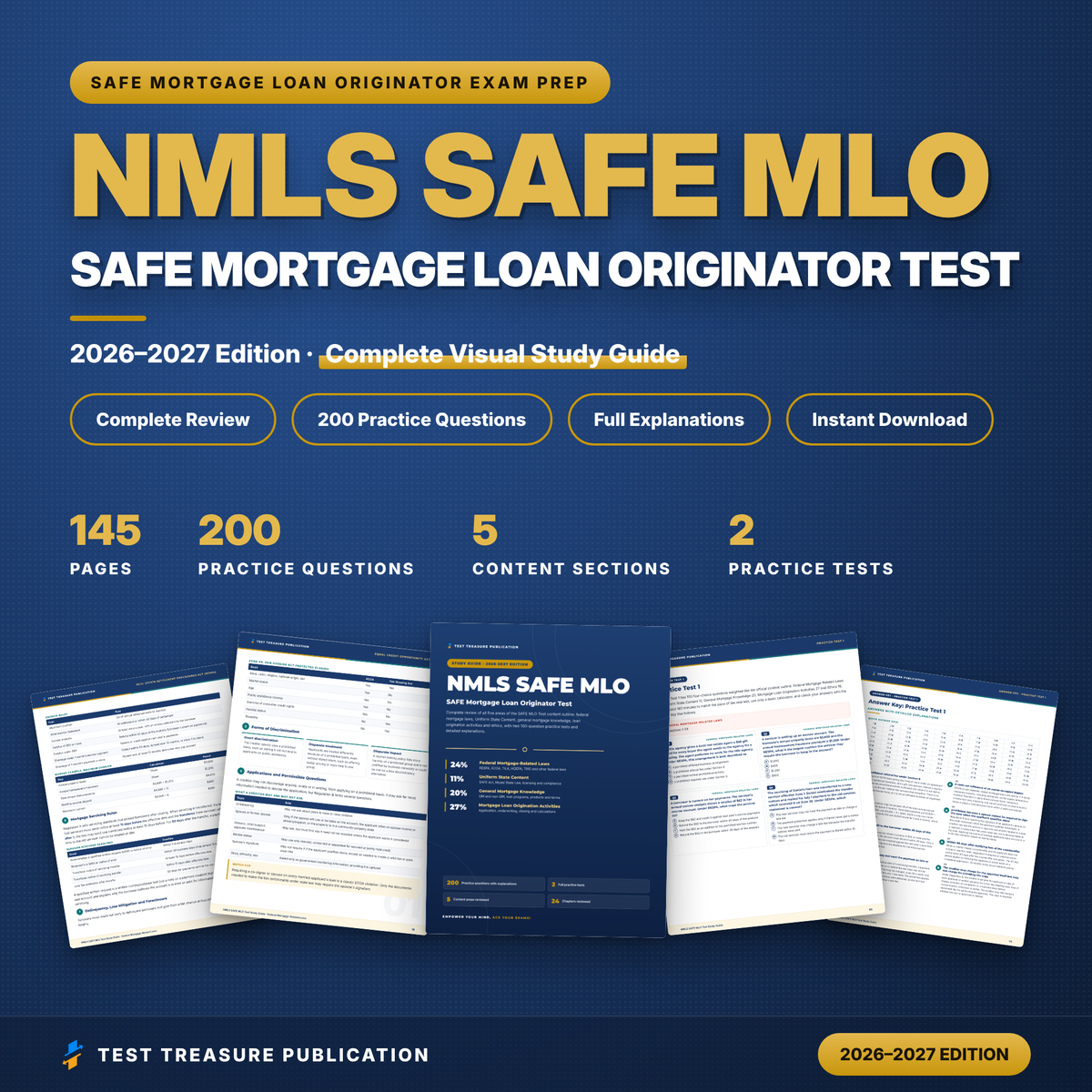NMLS SAFE MLO Test Study Guide 2026–2027 | Mortgage Loan Originator Exam Prep | 200 Practice Questions pdf