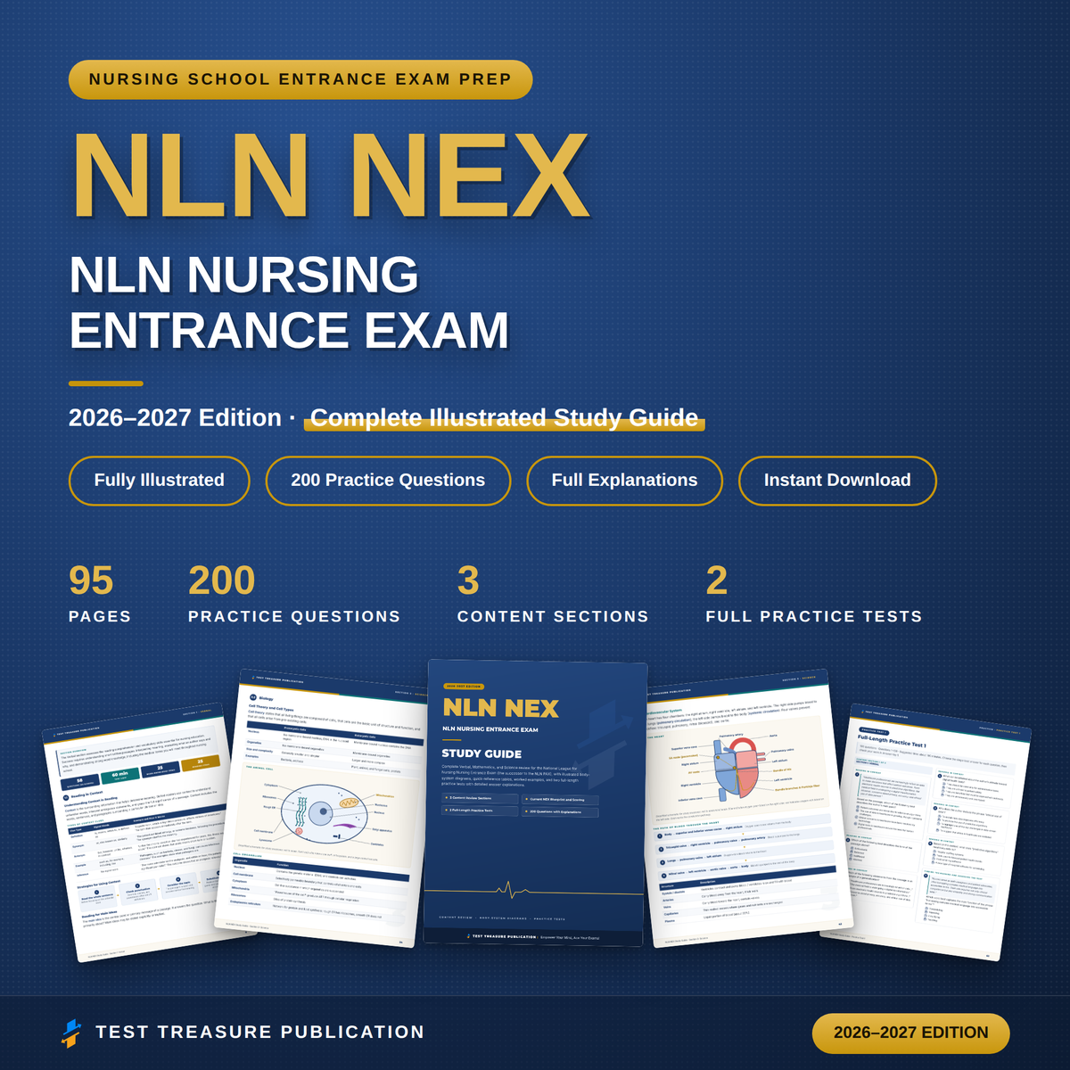 NLN NEX Study Guide 2026-2027 | Nursing Entrance Exam Prep for RN & LPN Applicants | 200 Practice Questions & Answers | Printable PDF