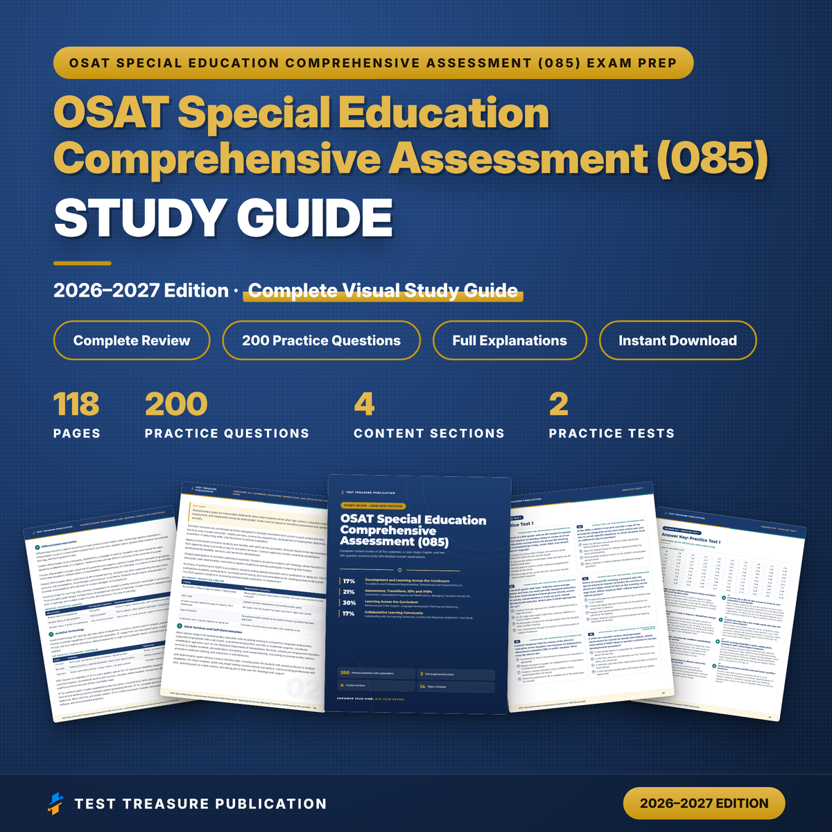 OSAT Special Education (085) Study Guide 2026–2027 | 2 Practice Tests, 200 Questions | Oklahoma SPED Teacher Certification Exam Prep PDF