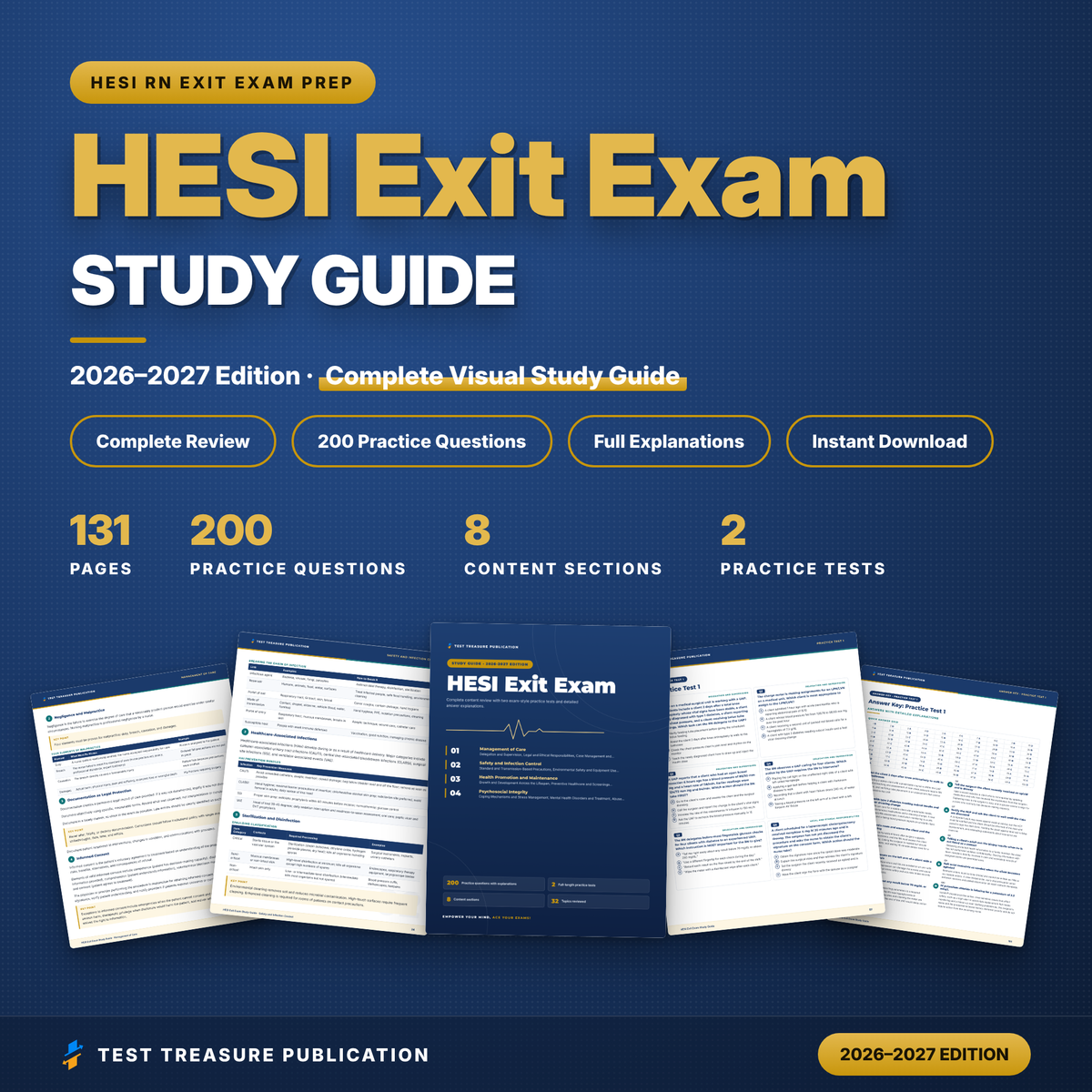 HESI Exit Exam Study Guide 2026–2027 | HESI RN Exit Exam Prep, Illustrated, 200 Practice Questions (pdf)