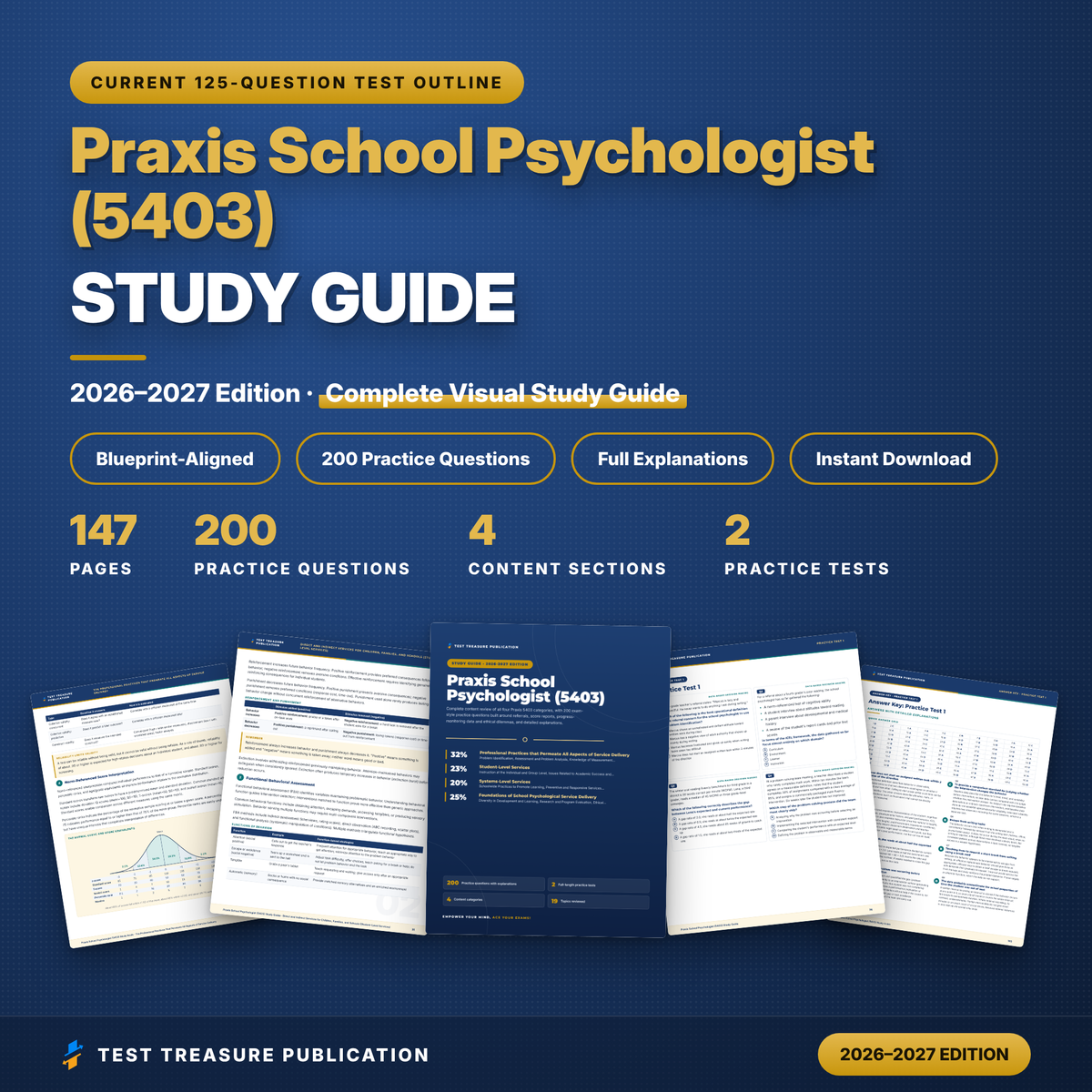 Praxis School Psychologist (5403) Study Guide 2026–2027 | NCSP School Psych Exam Prep + 200 Practice Questions