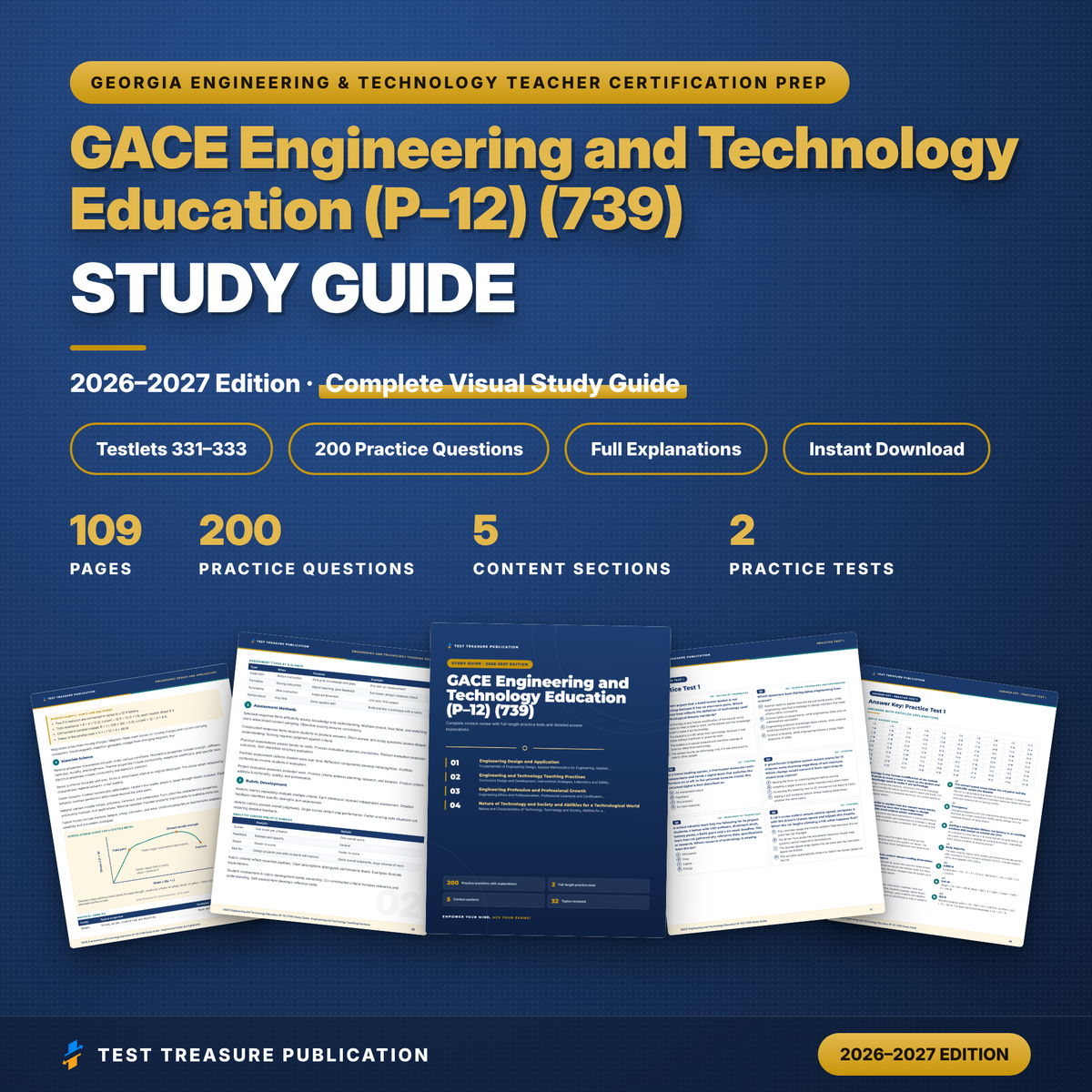 GACE Engineering and Technology Education 739 Study Guide 2026–2027 | GACE 739 Test Prep | Georgia Teacher Exam | 200 Practice Questions PDF