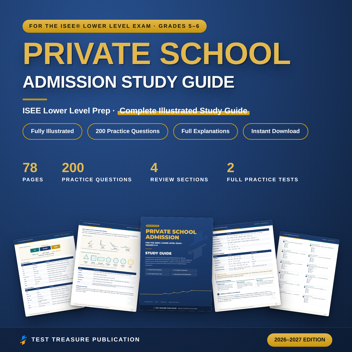 Private School Admission Study Guide 2026-2027 | For the ISEE Lower Level Exam | Grades 5-6 Entrance Test Prep | 200 Practice Questions
