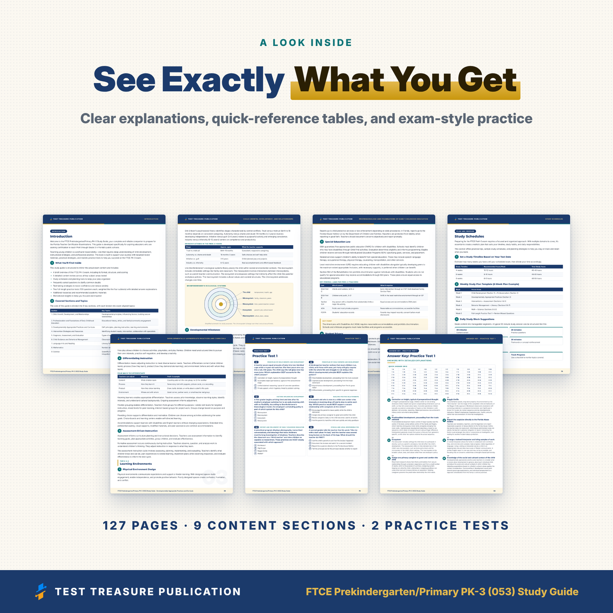 FTCE PreK-3 Study Guide 2026–2027 | Prekindergarten/Primary PK-3 (053) Exam Prep + 200 Practice Questions | Printable PDF
