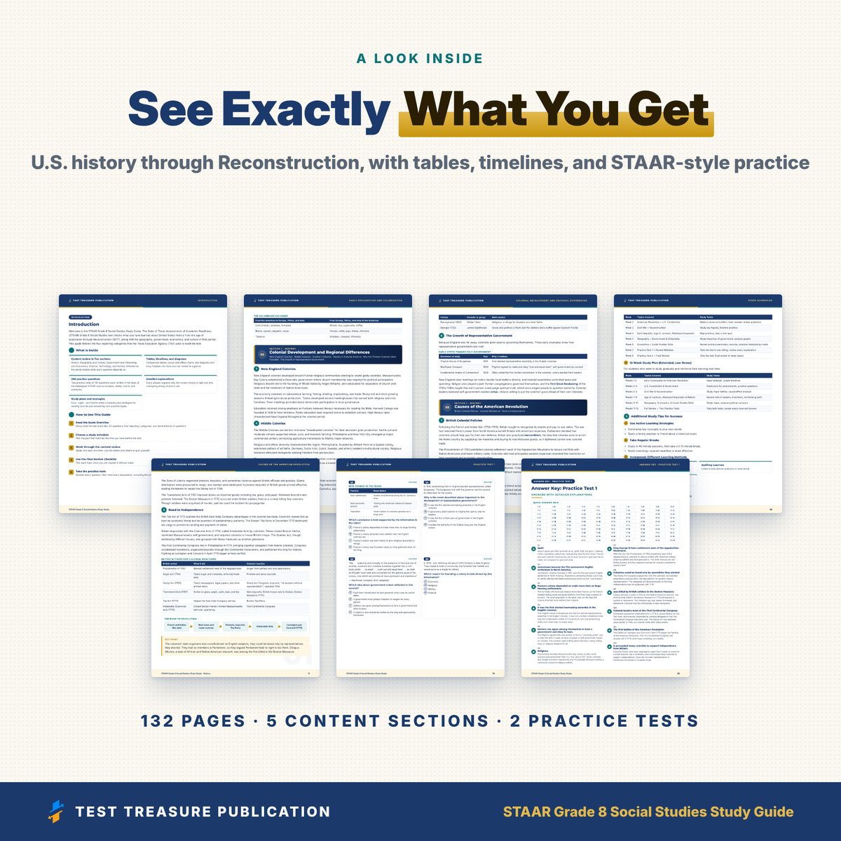 STAAR Grade 8 Social Studies Study Guide 2026–2027 | TEKS-Aligned Review + Practice Tests | Printable PDF