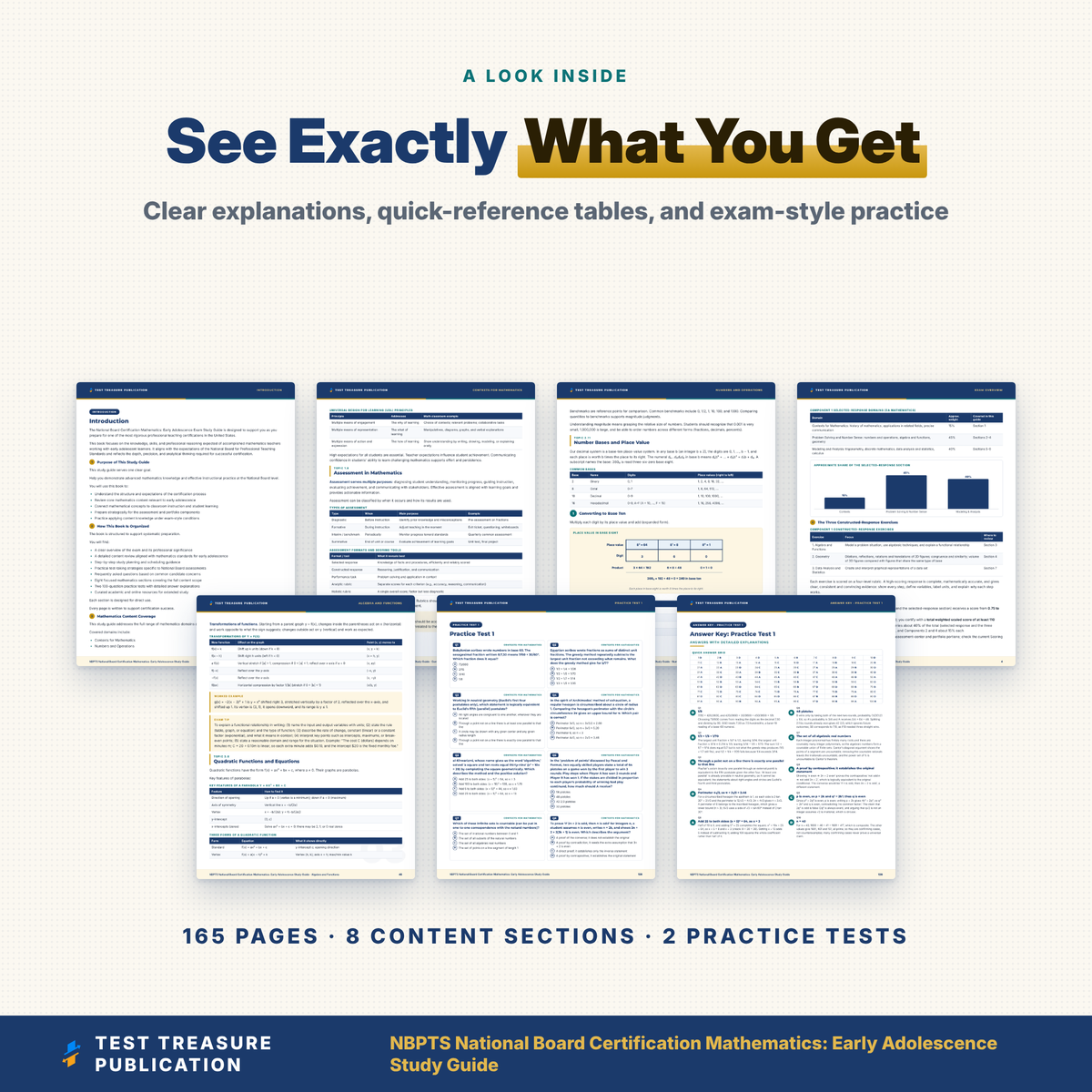 NBPTS Mathematics Early Adolescence Study Guide 2026-2027 | EA Math National Board Component 1 Prep + 200 Practice Questions