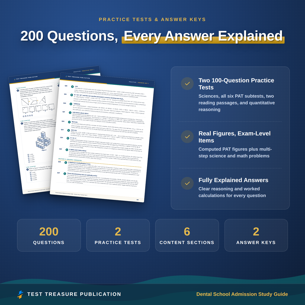 Dental School Admission Study Guide for the DAT Exam 2026-2027: Pre-Dental Science, Perceptual Ability & Math Review + 2 Practice Tests