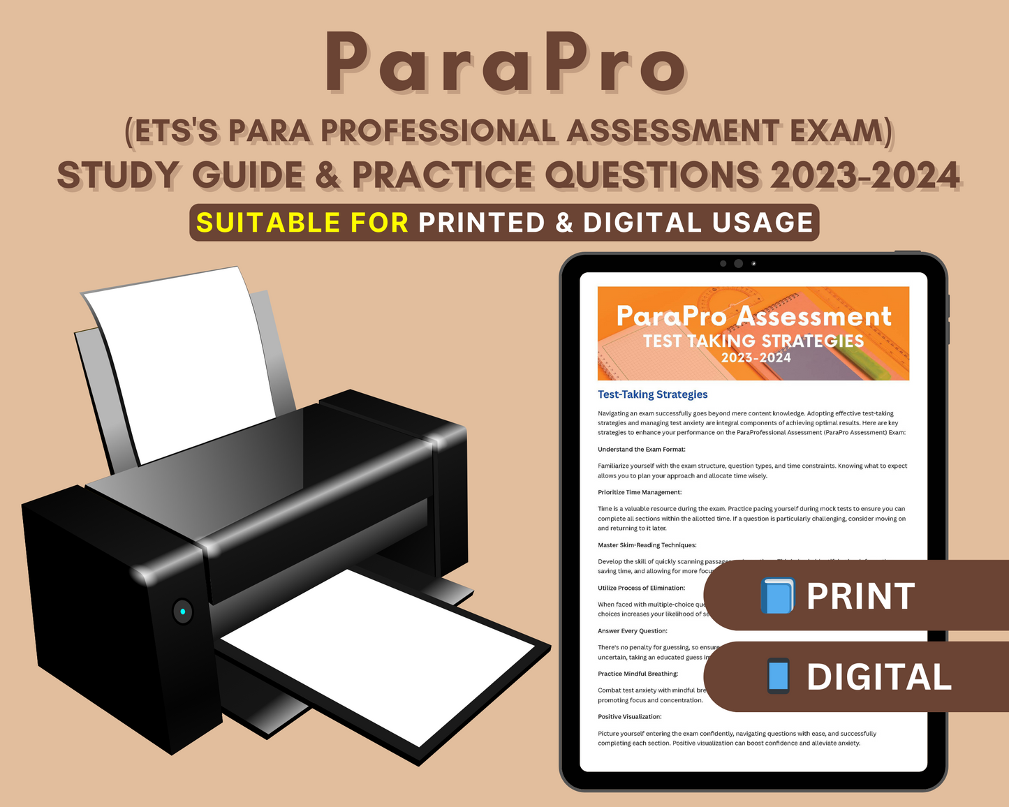 ParaPro Assessment Study Guide 2023-2024: In-Depth Content Review & Practice Tests for Reading, Writing, and Math