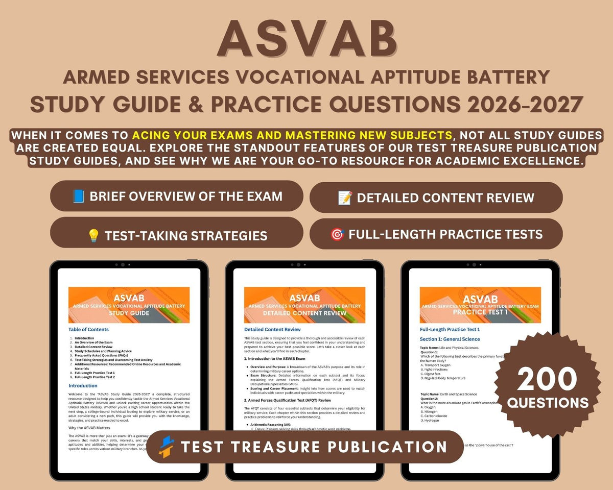 ASVAB Exam Prep Study Guide 2026-2027: In-Depth Content Review, Practice Tests & Exam Strategies for Military Careers