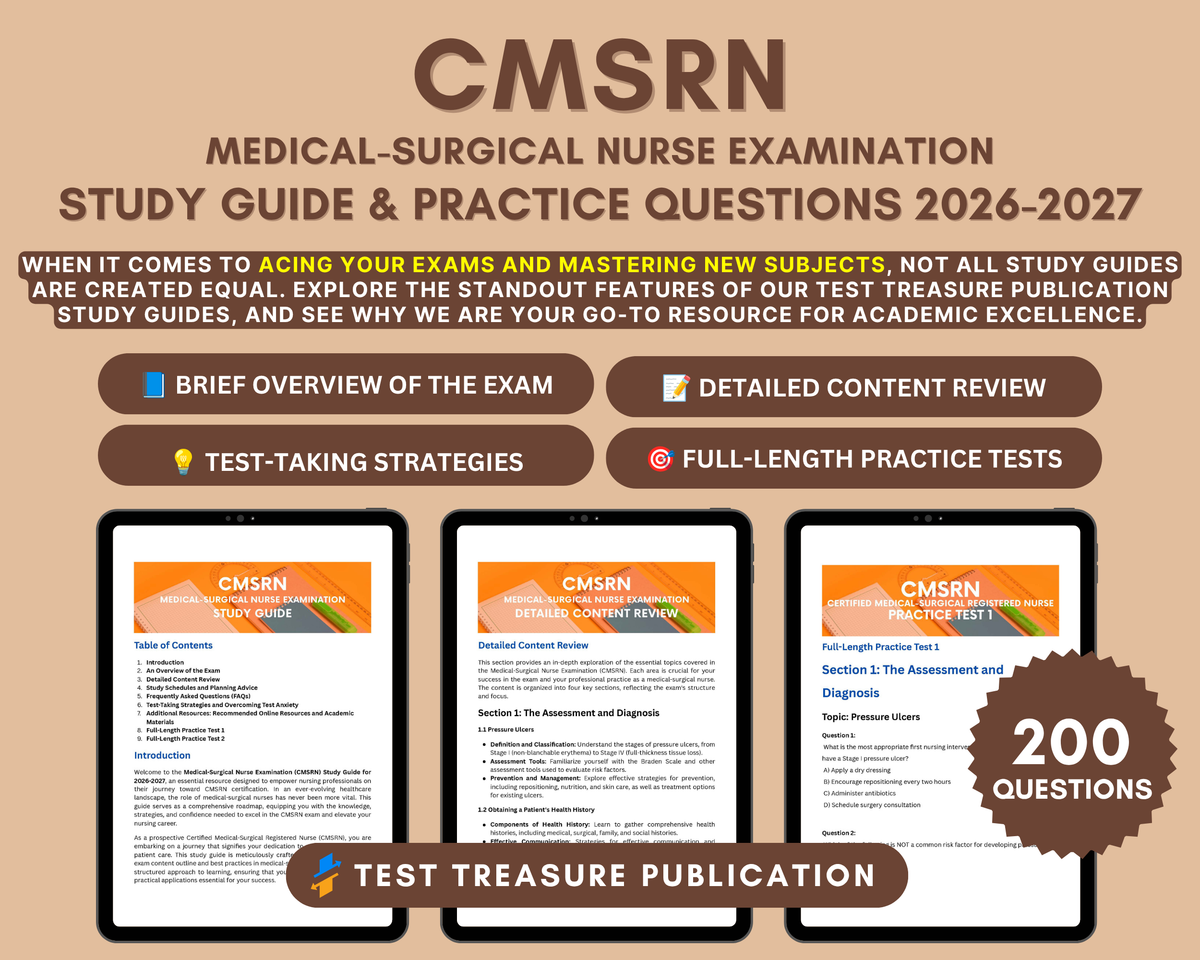 CMSRN Study Guide 2026-2027: In-Depth Content Review, Practice Tests & Exam Tips for Medical-Surgical Nurse Exam Prep