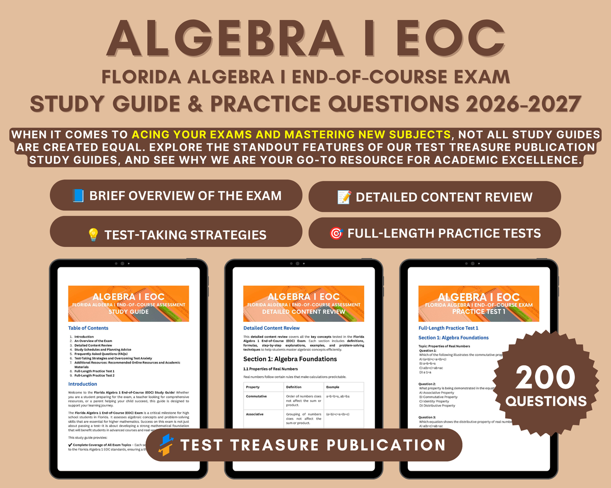 Florida Algebra I EOC Success Strategies Study Guide 2026-2027