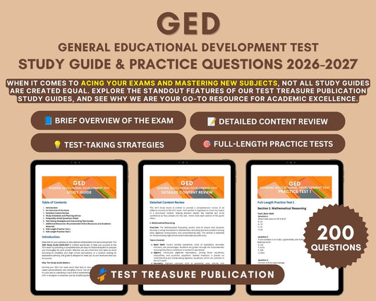 GED Exam Study Guide 2026-2027 | GED Test Prep | Math, Language Arts, Science, Social Studies | Practice Questions & Test-Taking Strategies