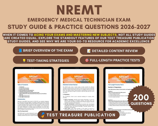 NREMT Study Guide 2026-2027: EMT Certification Prep, Medical Terminology, Pharmacology, Trauma Assessment, Practice Tests & Detailed Answers