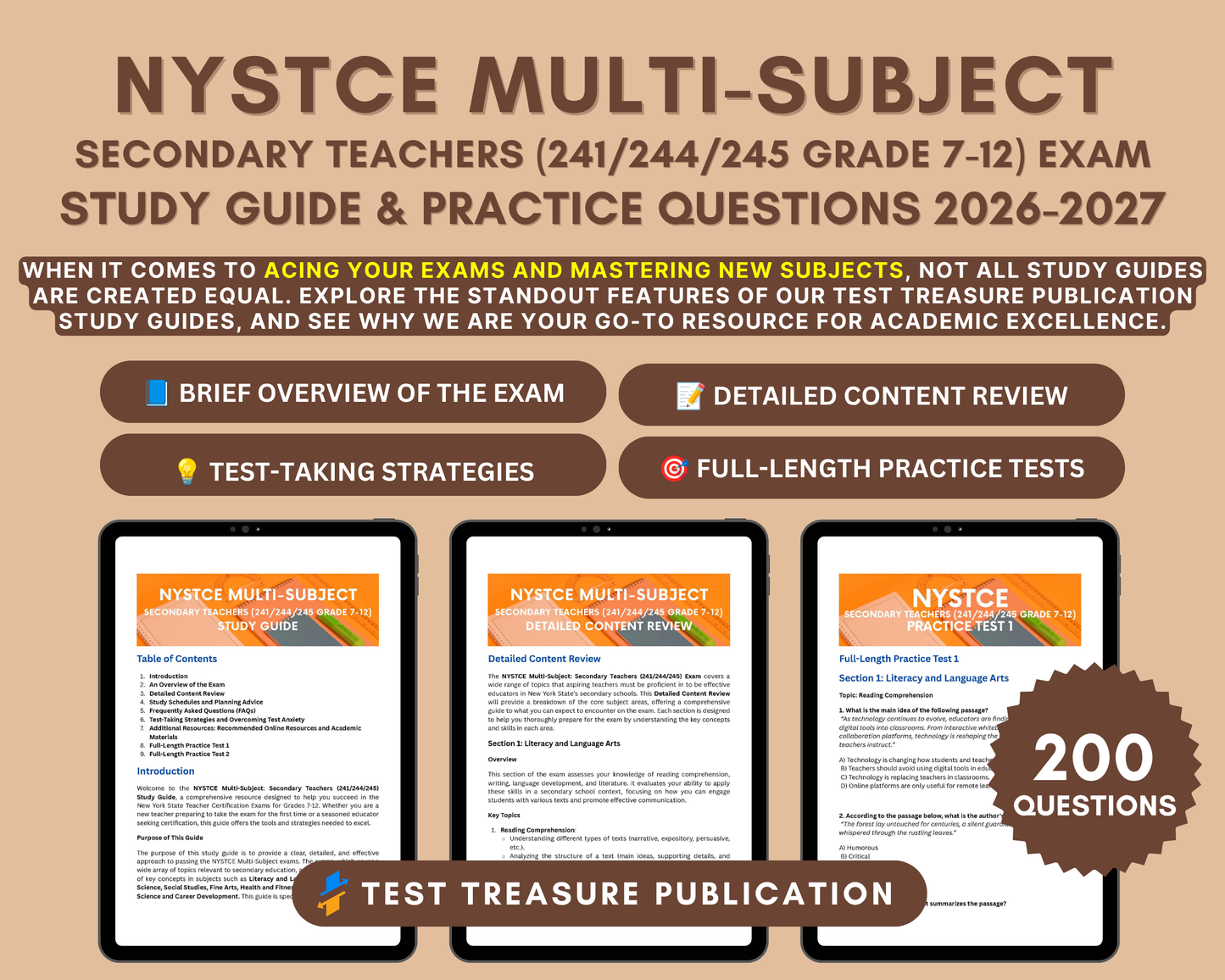 NYSTCE Multi-Subject: Secondary Teachers (241/244/245 Grade 7-Grade 12) Study Guide 2026-2027