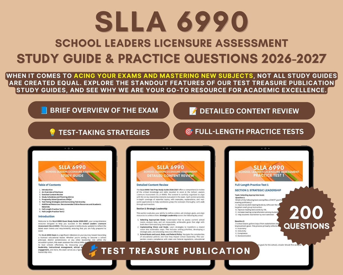 SLLA 6990 Exam Prep Study Guide 2026-2027: Educational Leadership Success - Study, Practice, Succeed!