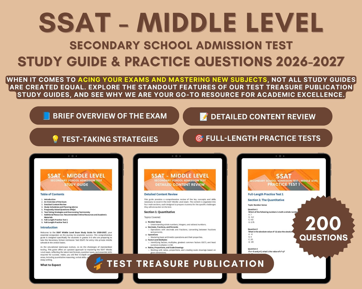 SSAT Middle Level Prep Book 2026-2027: In-Depth Content Review, and Practice Tests for Private School Admission Success