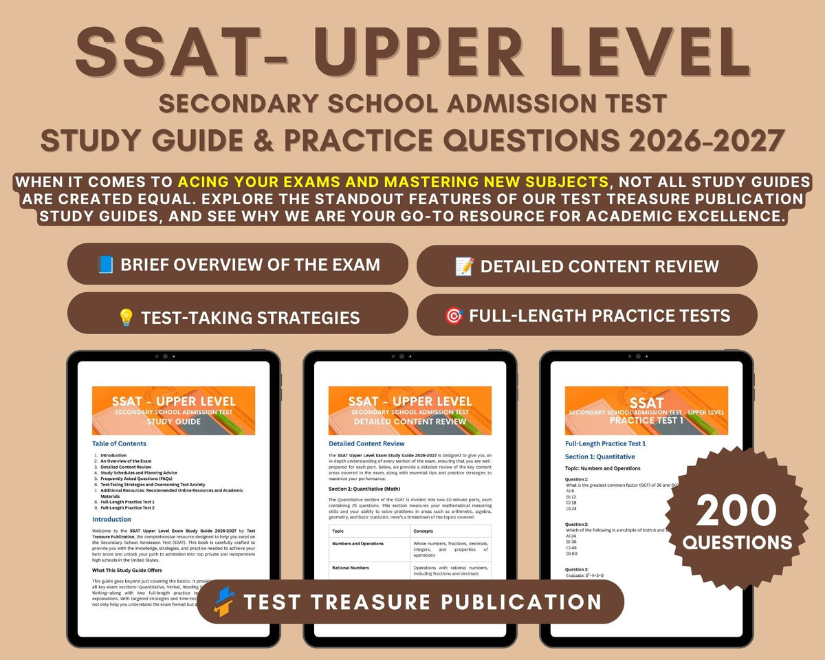 SSAT Upper Level Exam Study Guide 2026-2027: In-Depth Content Review, & Practice Tests - Your Key to Top U.S. High Schools