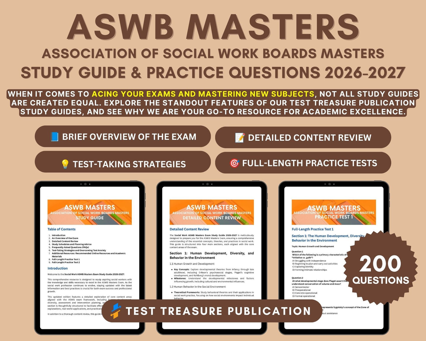 ASWB Masters Exam Study Guide 2026-2027: In-Depth Content Review, and Practice Tests for Social Work Licensure Success