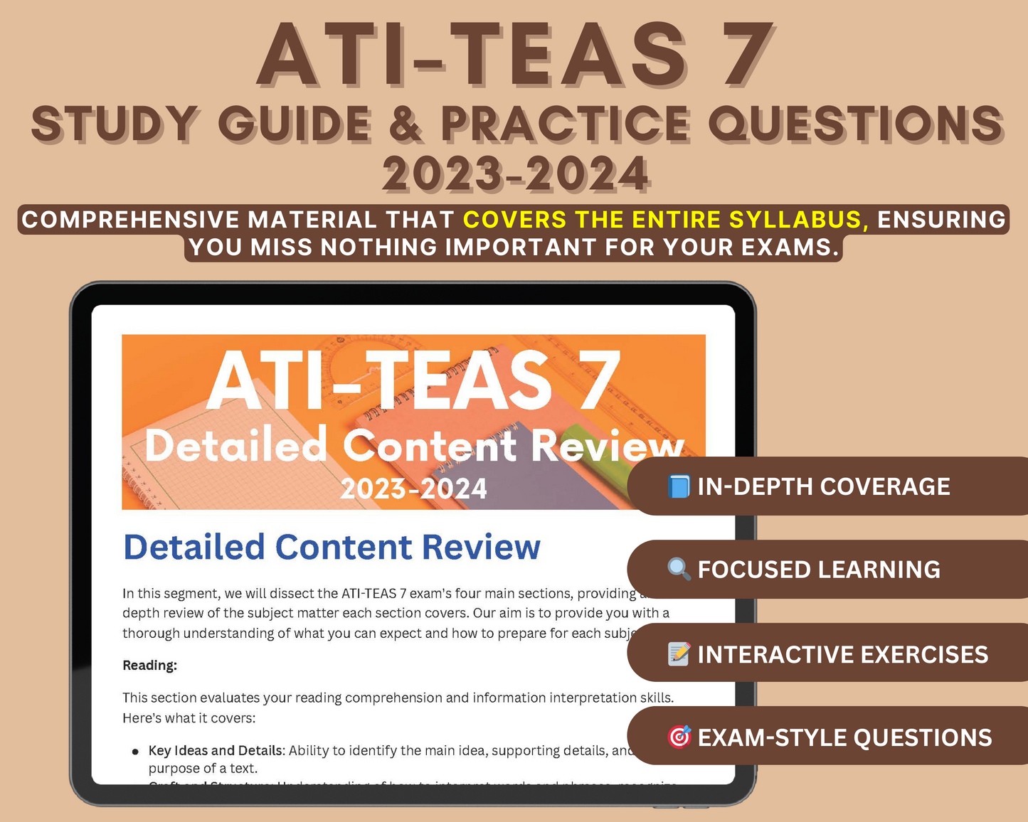 ATI TEAS 7 Study Guide and Practice Questions 2023-24: ATI Teas 7 Exam Prep with 2 Full-Length Practice Tests & Detailed Answer Explanations