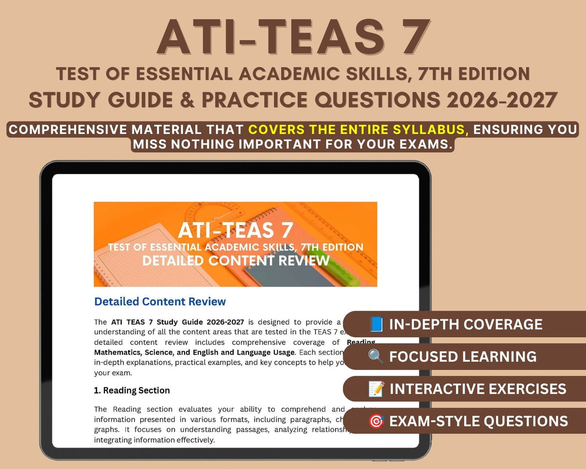 ATI TEAS 7 Study Guide and Practice Questions 2026-2027: ATI Teas 7 Exam Prep with 2 Full-Length Practice Tests & Detailed Answer Explanations
