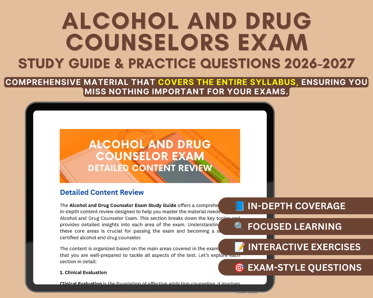 Alcohol and Drug Counselor Exam Study Guide 2026-2027