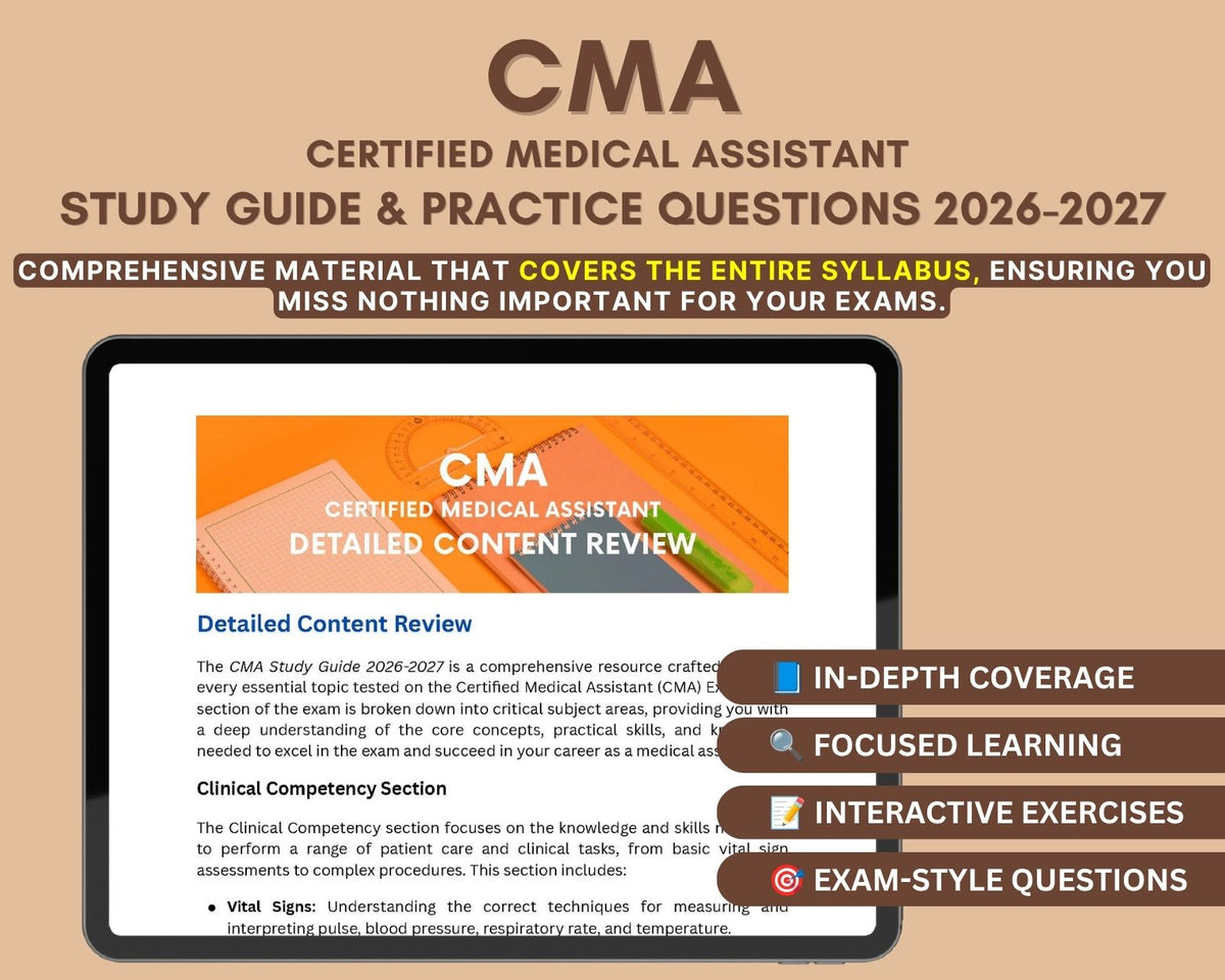 CMA Study Guide 2026-2027: In-Depth Content Review, Practice Tests & Exam Strategies for Medical Assistant Exam - Clinical, Admin, and More