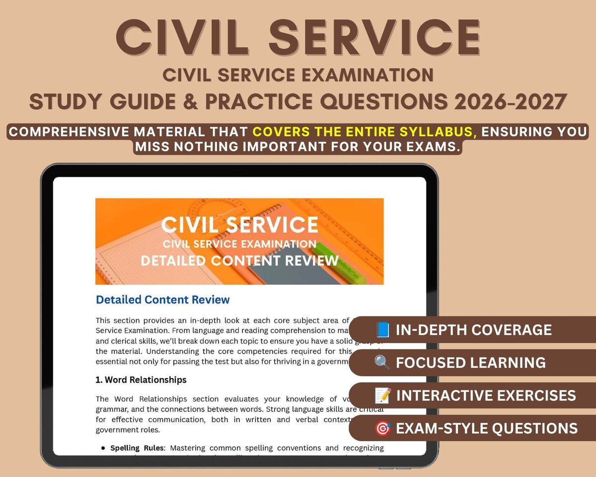 Civil Service Exam Prep 2026-2027: Master Key Subjects, 200+ Practice Questions, Detailed Answers and Strategies for Civil Service Aspirants