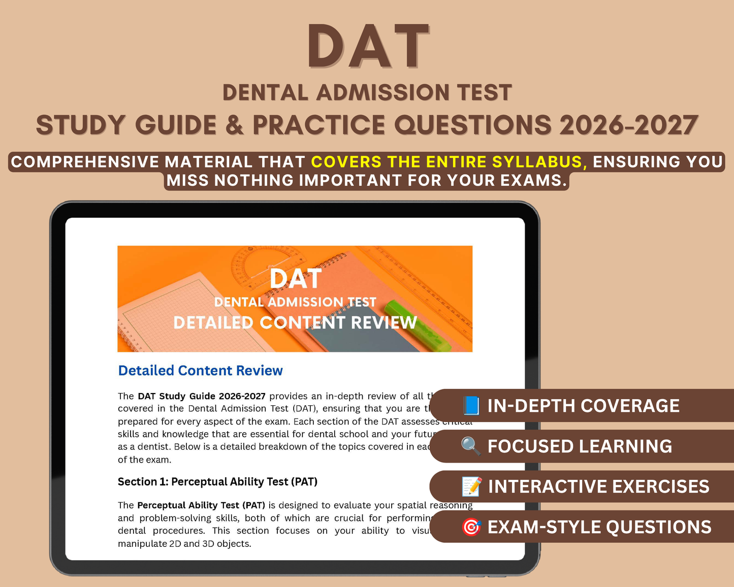 DAT Study Guide 2026-2027: In-Depth Content Review, Practice Tests & Exam Tips for Dental Admission Test | DAT Exam Prep