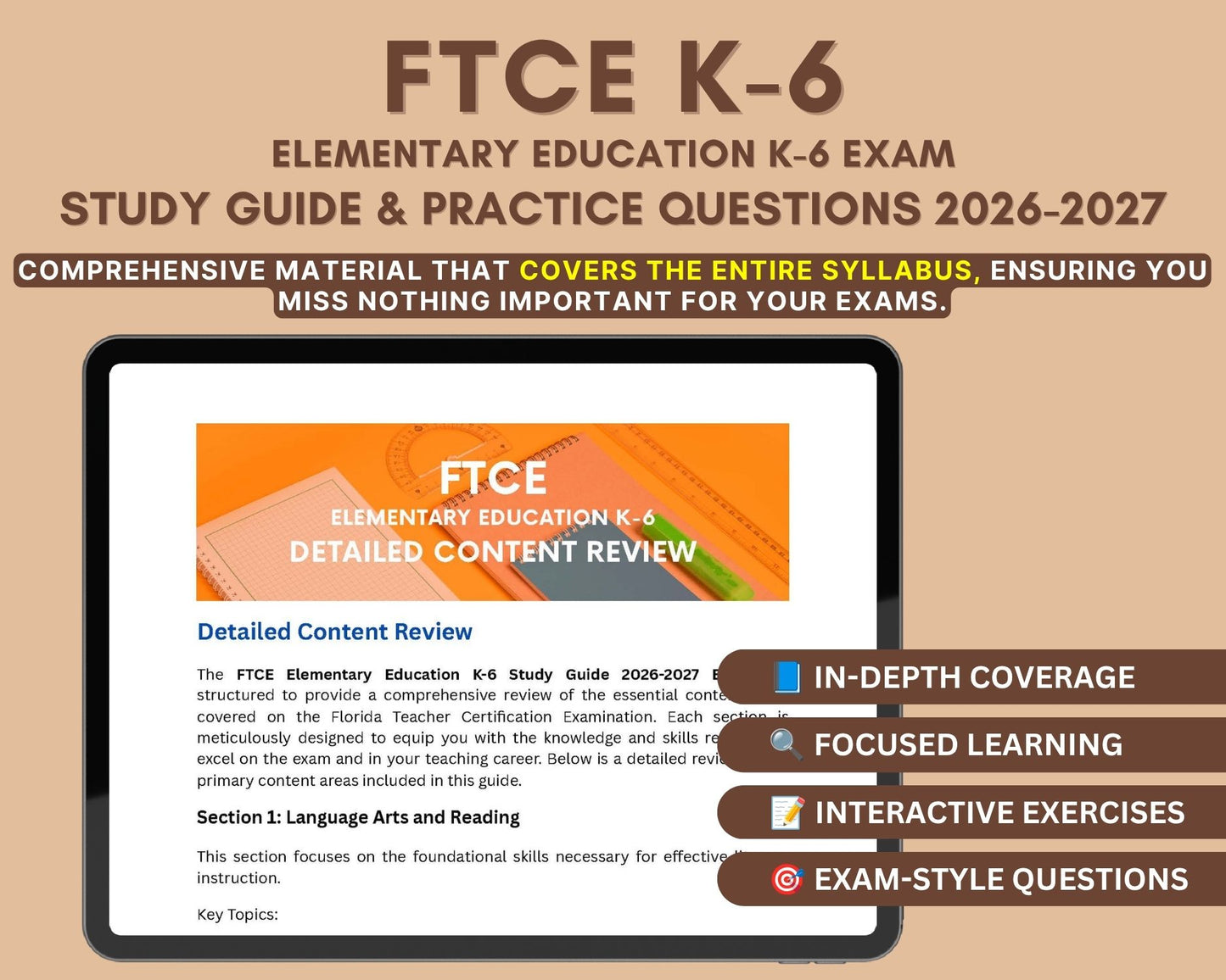 FTCE Elementary Education K-6 Exam Prep 2026-2027: Teacher Certification Study Guide with In-Depth Review & Practice Tests