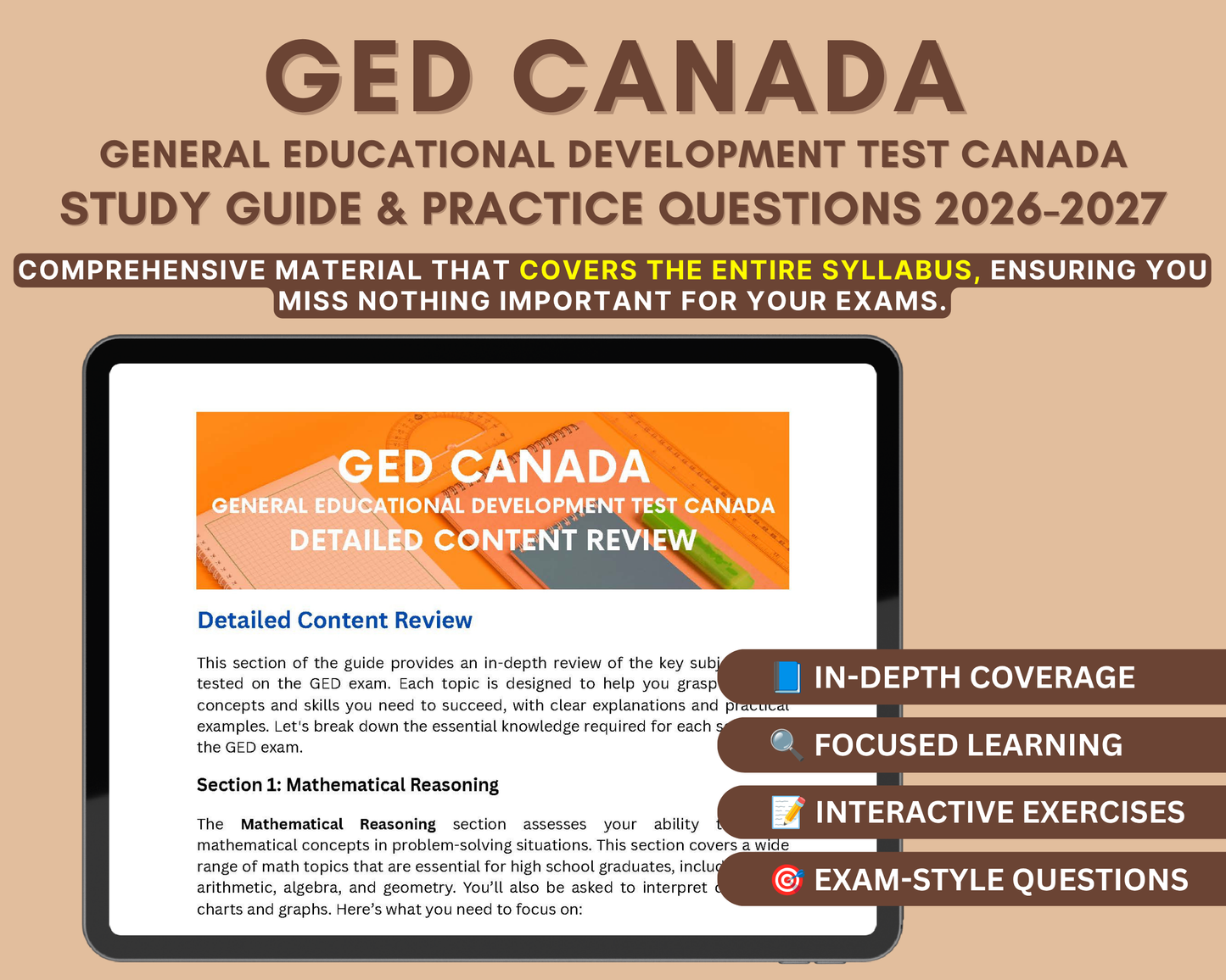 GED Canada Study Guide 2026-2027: In-Depth Content Review, Practice Tests & Exam Strategies to Boost Your GED Scores!